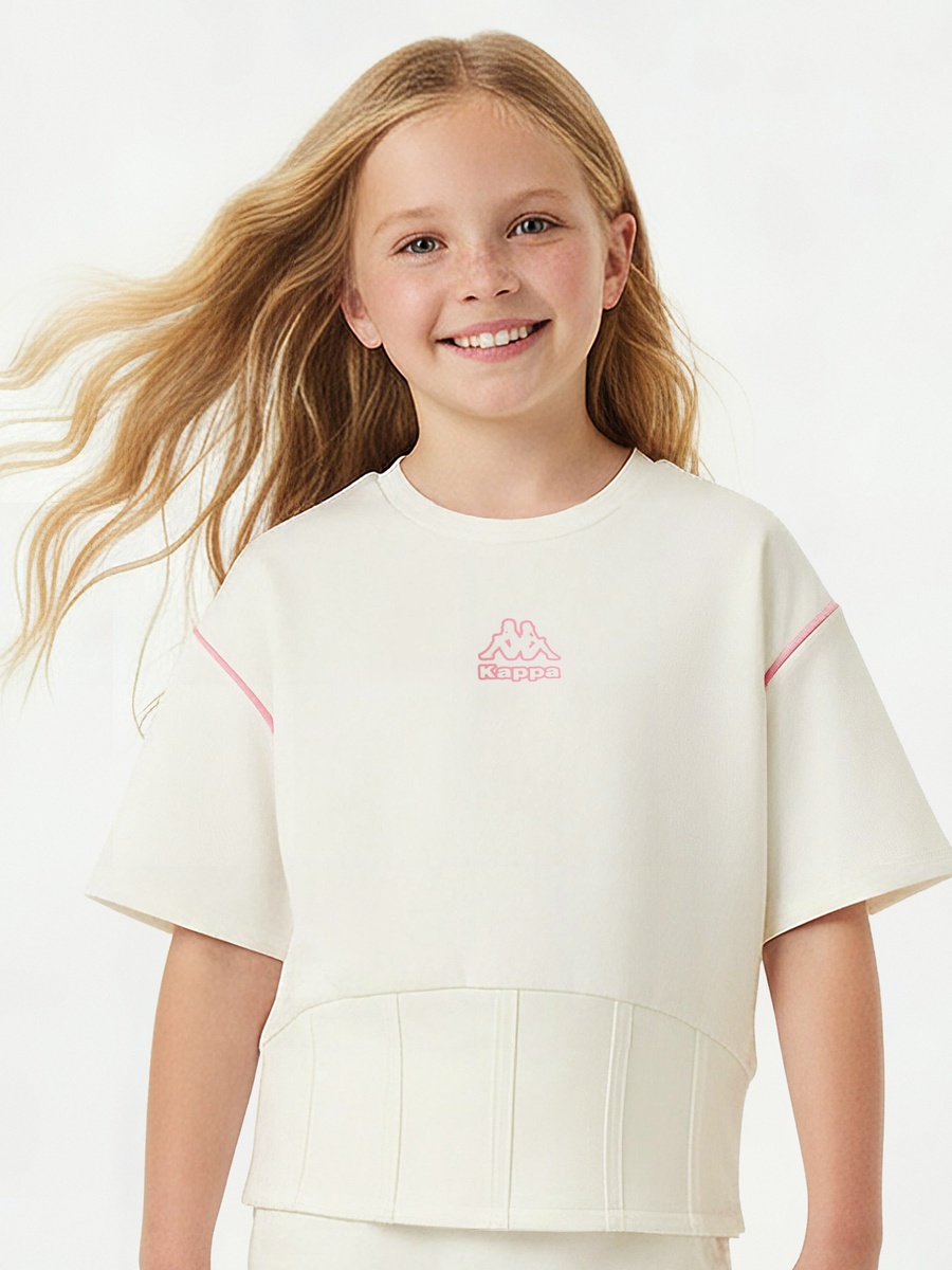 Crew Neck Short Sleeves T-Shirt with Panel Detail