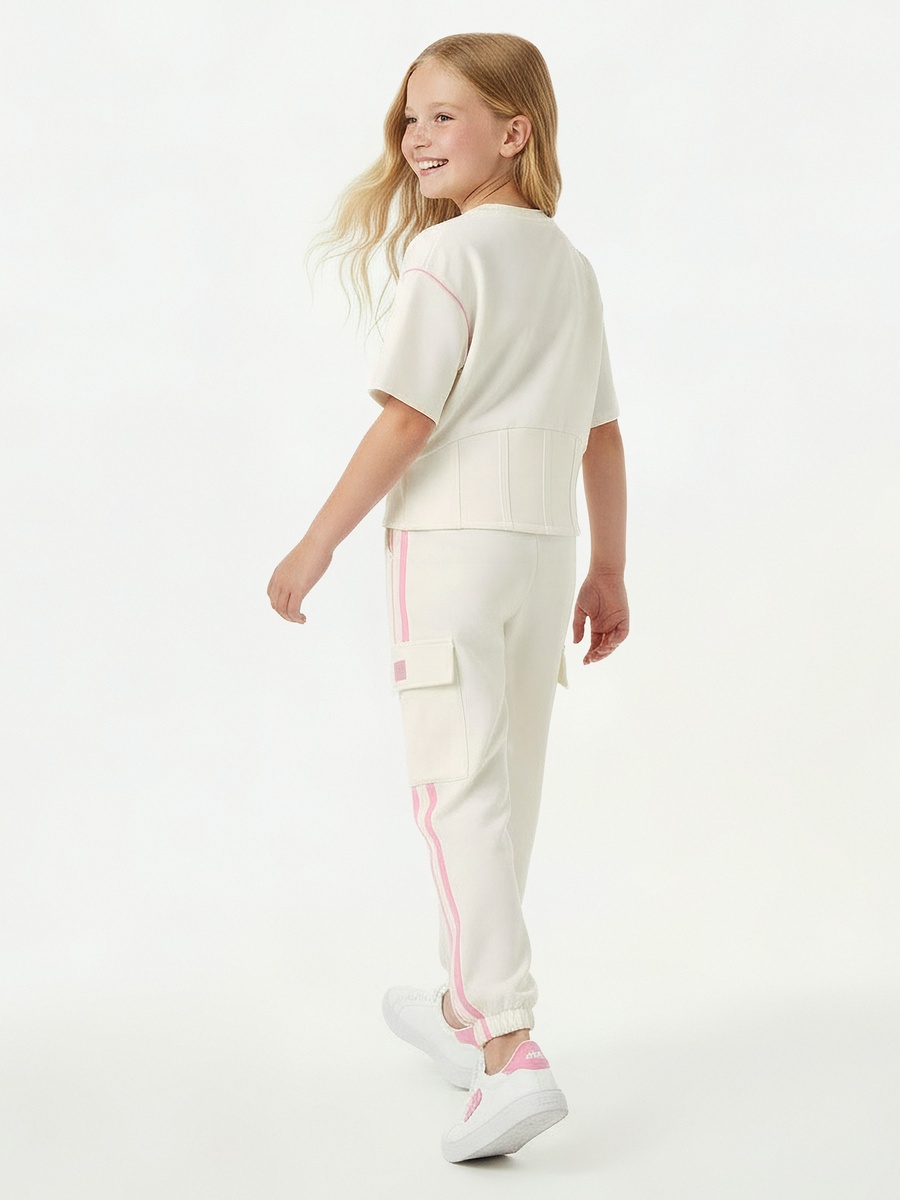 Crew Neck Short Sleeves T-Shirt with Panel Detail