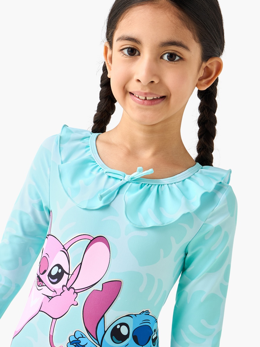 Girls Stitch and Angel Print Swimsuit