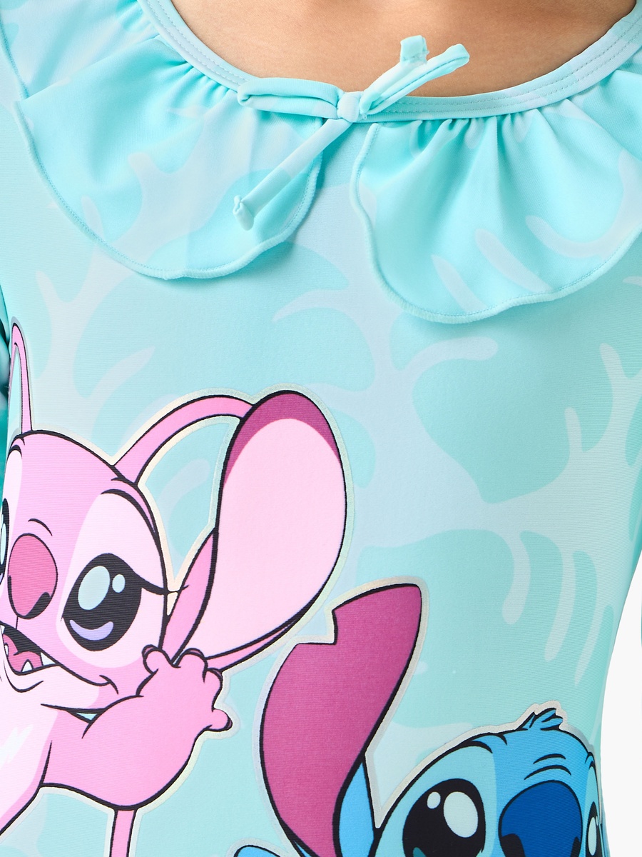 Girls Stitch and Angel Print Swimsuit