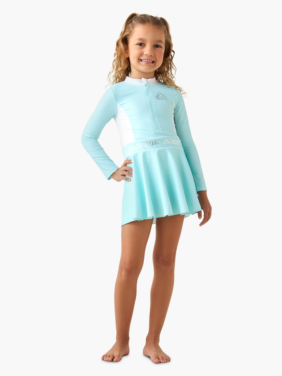 Round Neck Long Sleeves Swimsuit with Logo Print