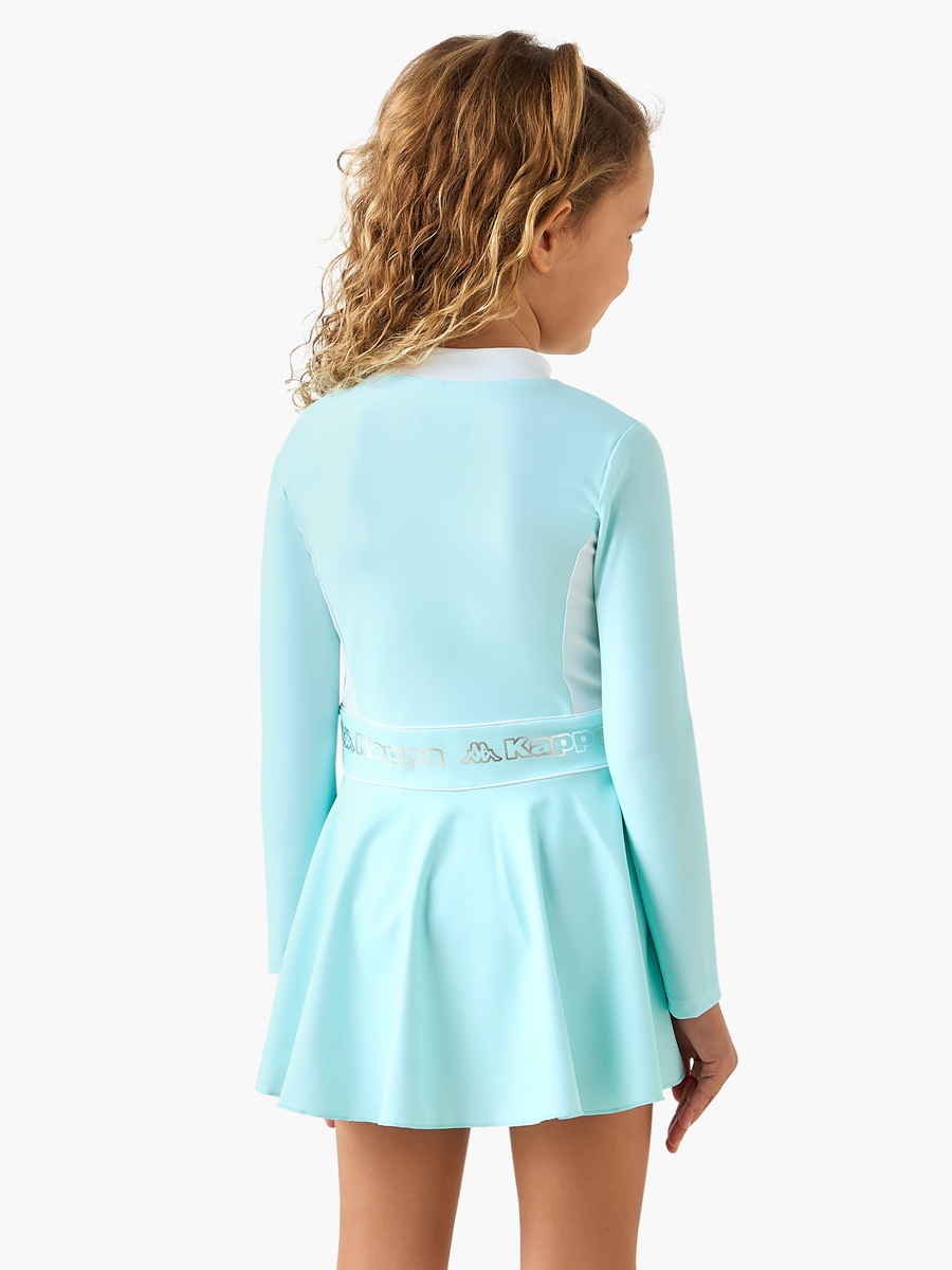 Round Neck Long Sleeves Swimsuit with Logo Print