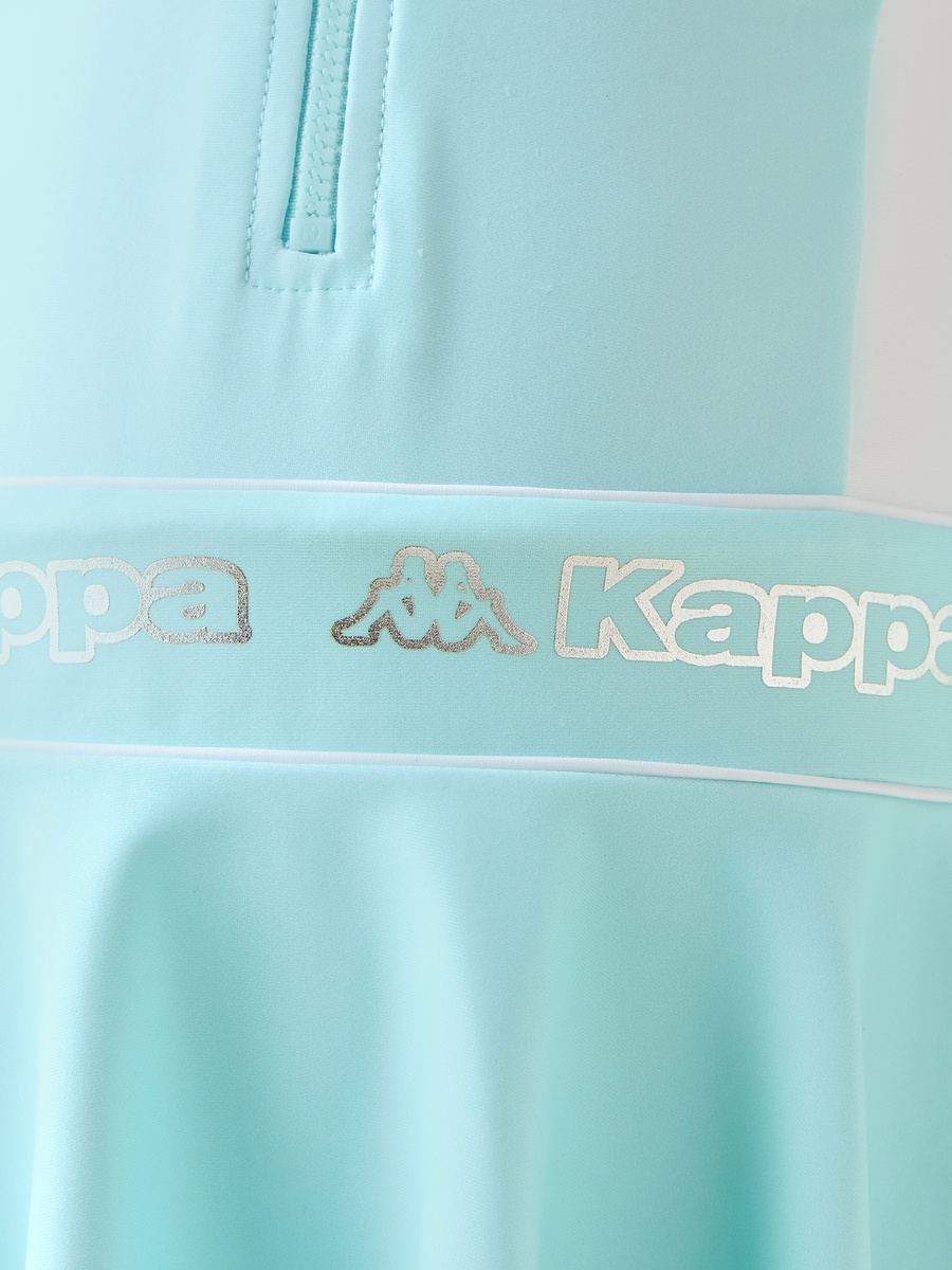 Round Neck Long Sleeves Swimsuit with Logo Print