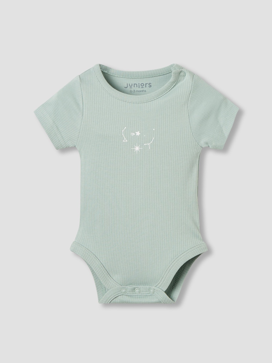 Short Sleeves Bodysuit with Snap Button Closure - Set of 2