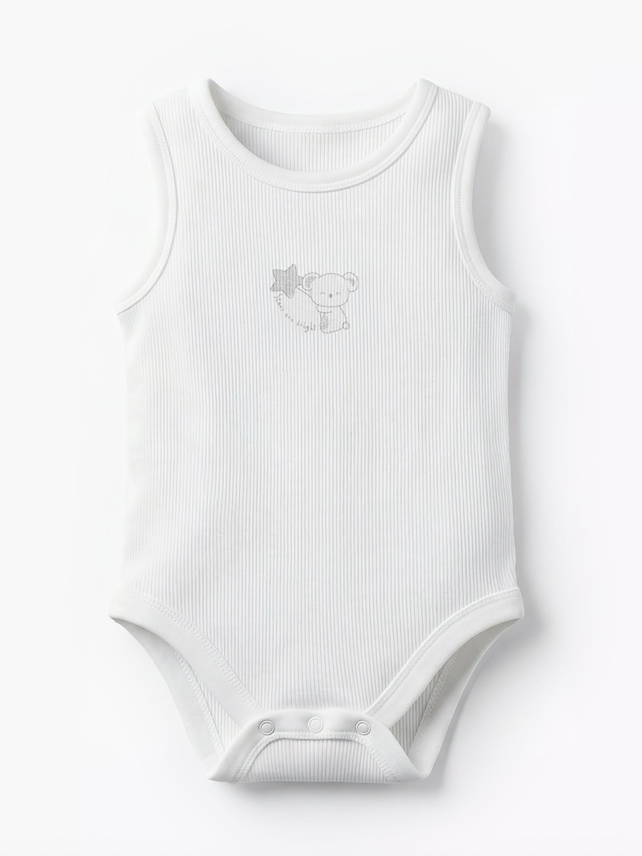 Pack of 10 Round Neck Sleeveless Bodysuit with Bear Print