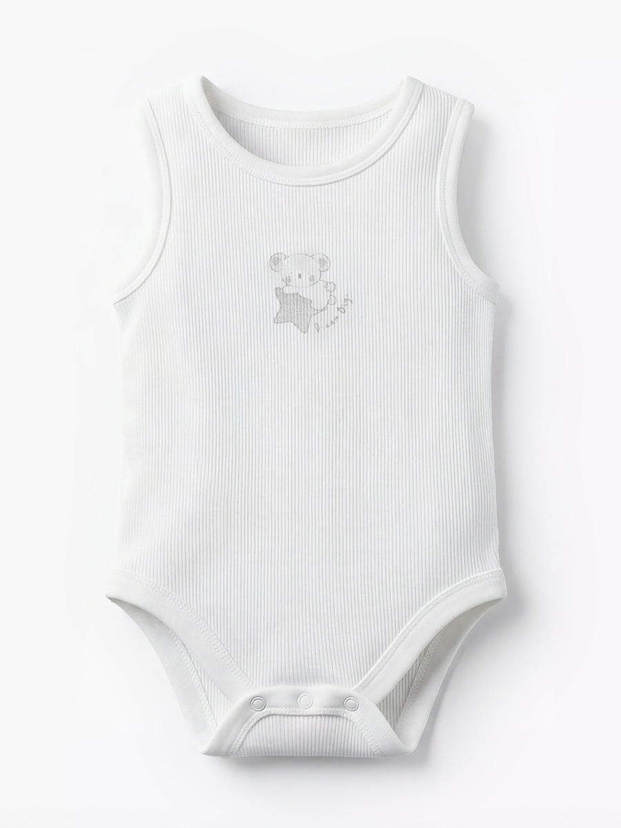 Pack of 10 Round Neck Sleeveless Bodysuit with Bear Print