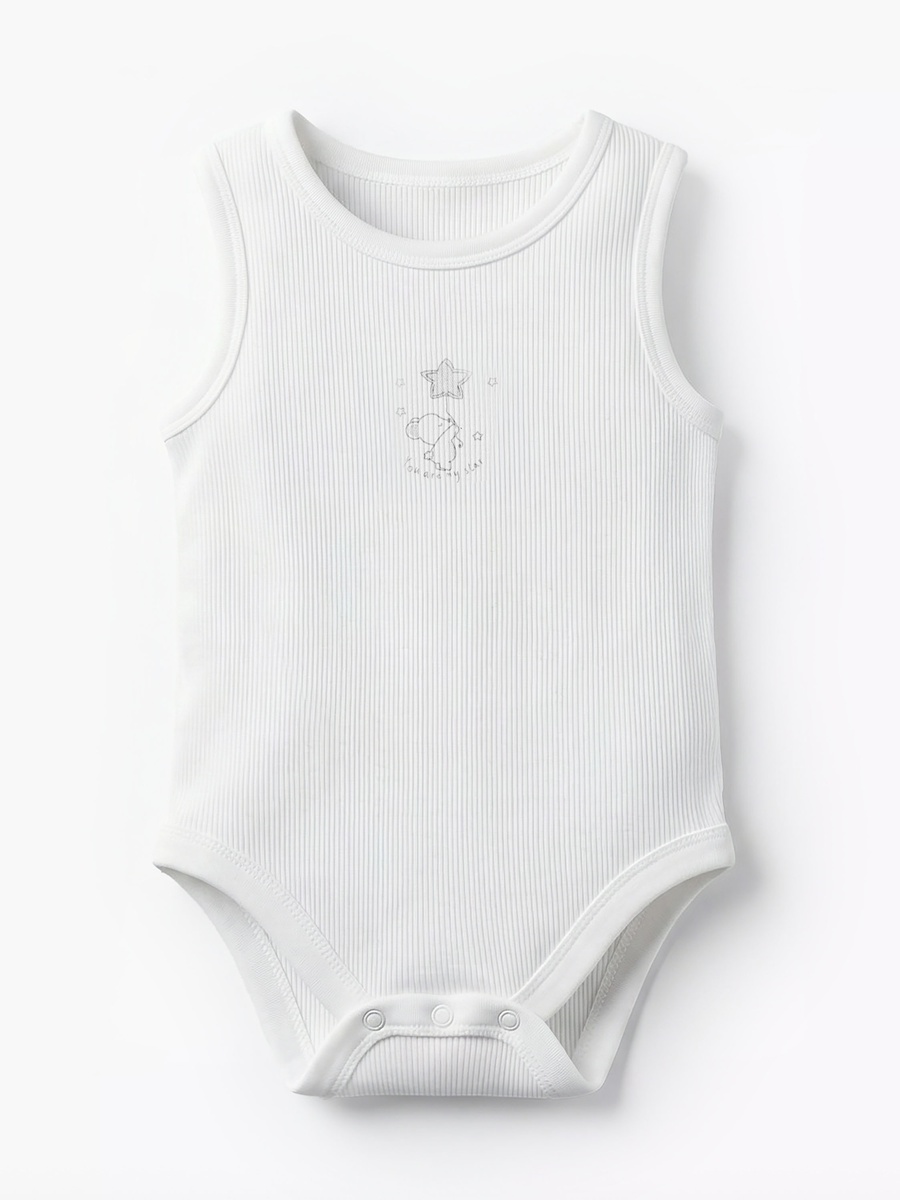 Pack of 10 Round Neck Sleeveless Bodysuit with Bear Print