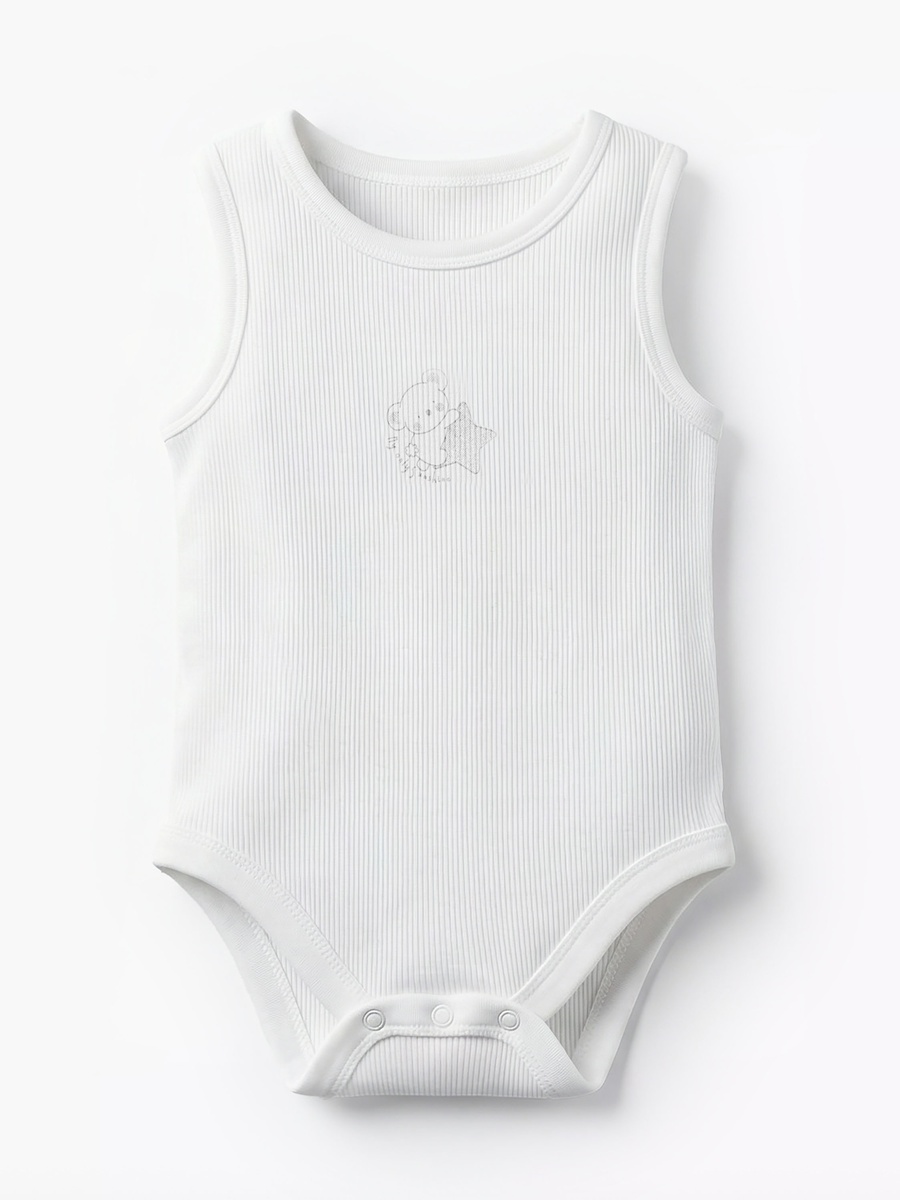 Pack of 10 Round Neck Sleeveless Bodysuit with Bear Print