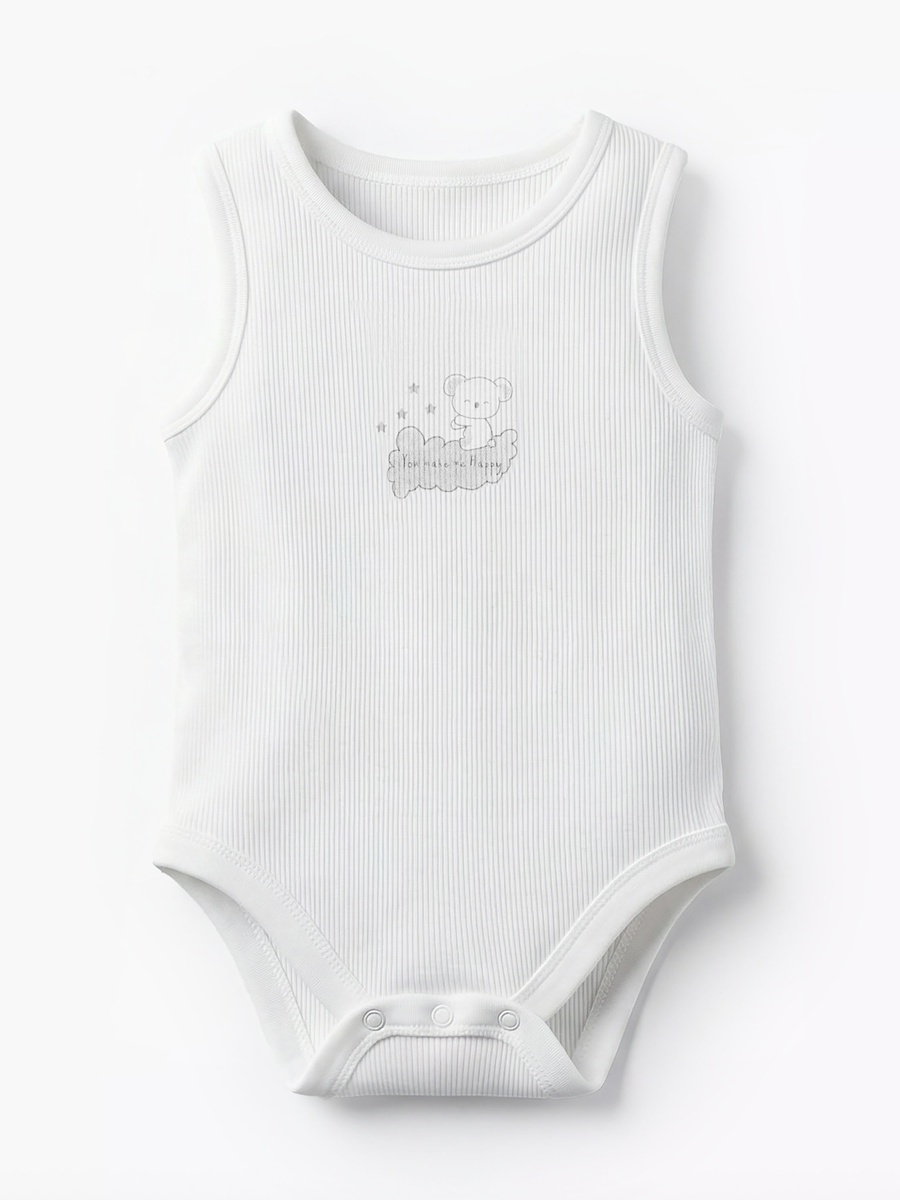 Pack of 10 Round Neck Sleeveless Bodysuit with Bear Print