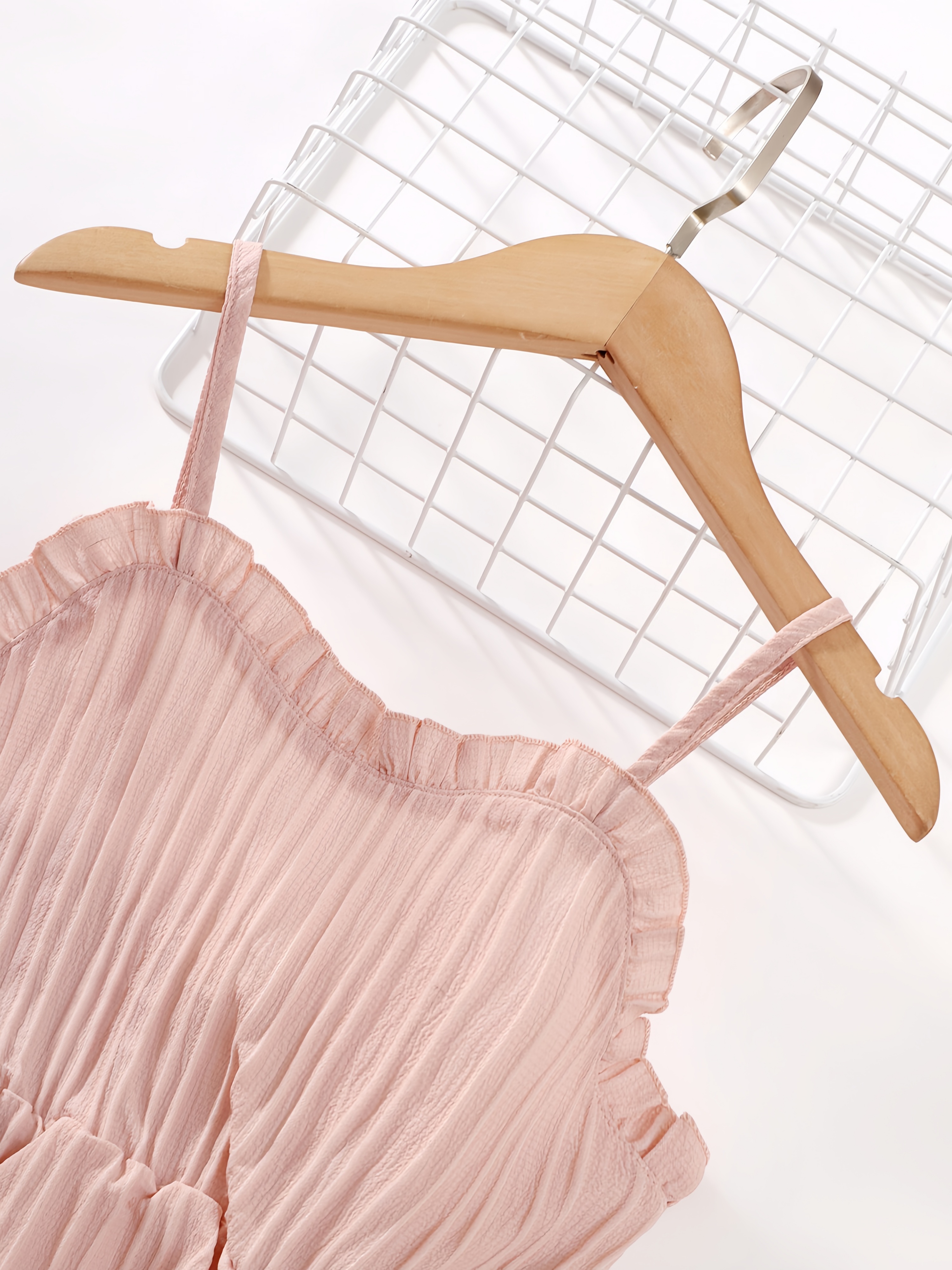 Girls Pink Ruffled Strappy Dress