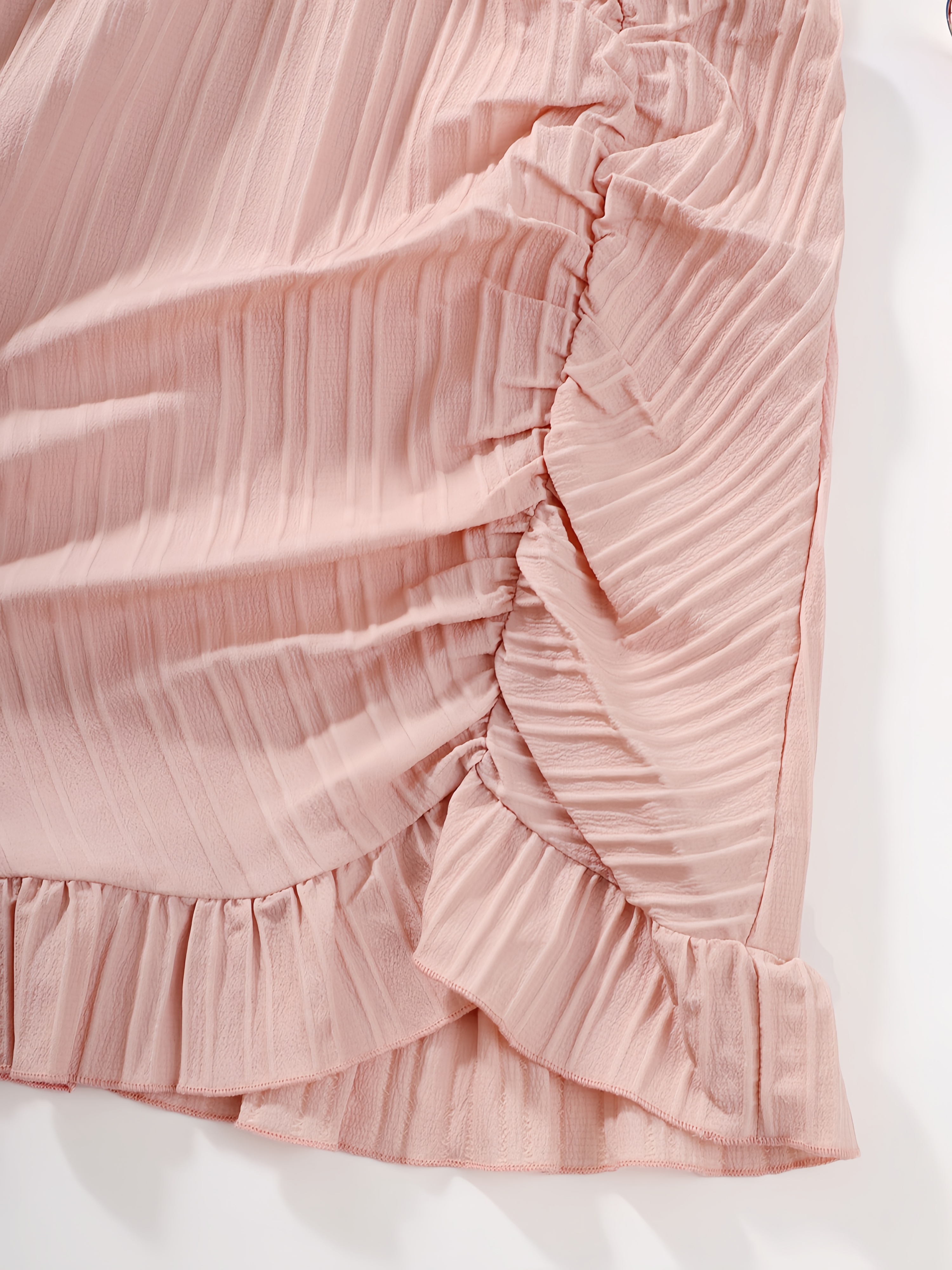 Girls Pink Ruffled Strappy Dress
