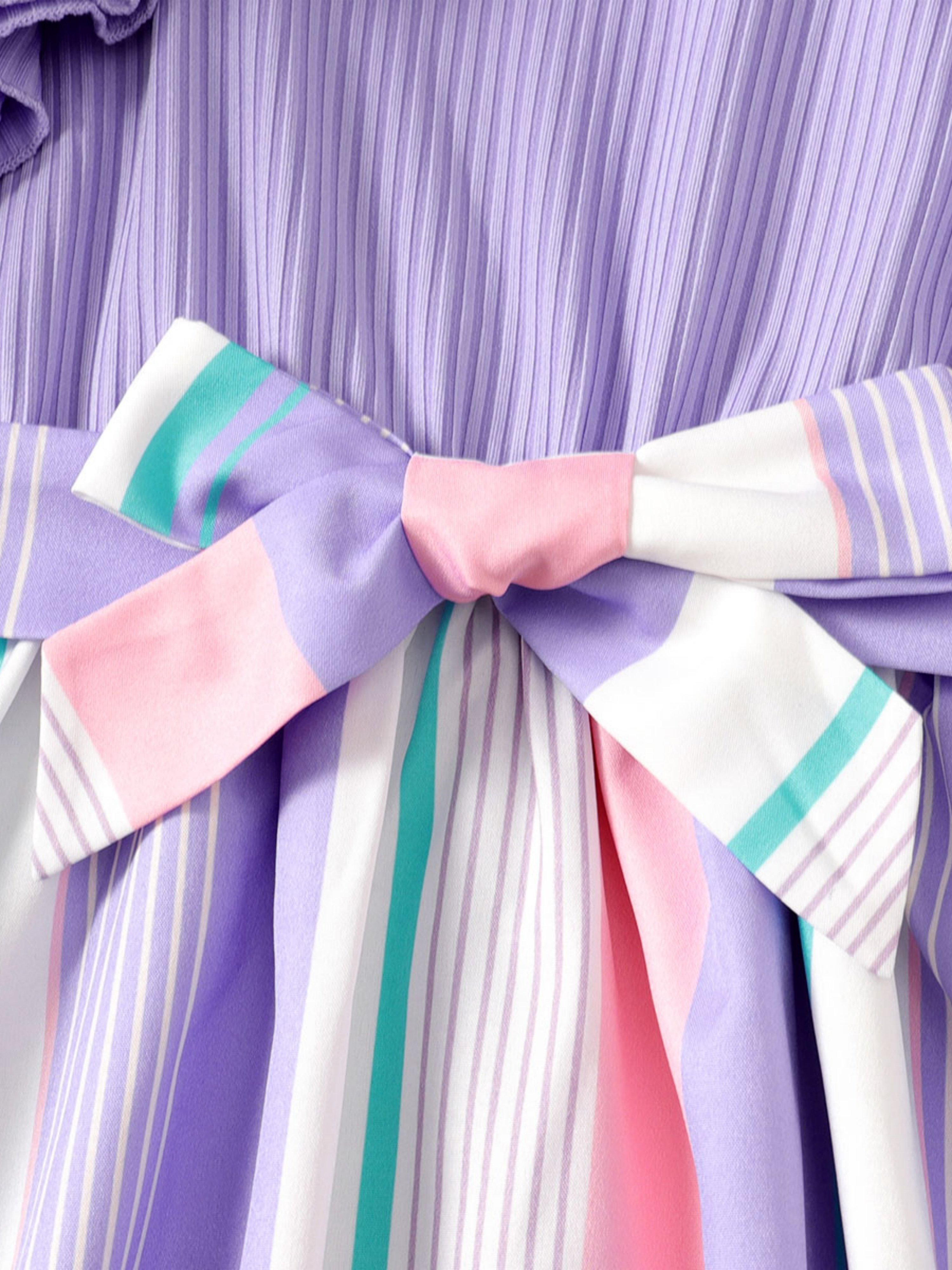 Girls Purple Striped Dress