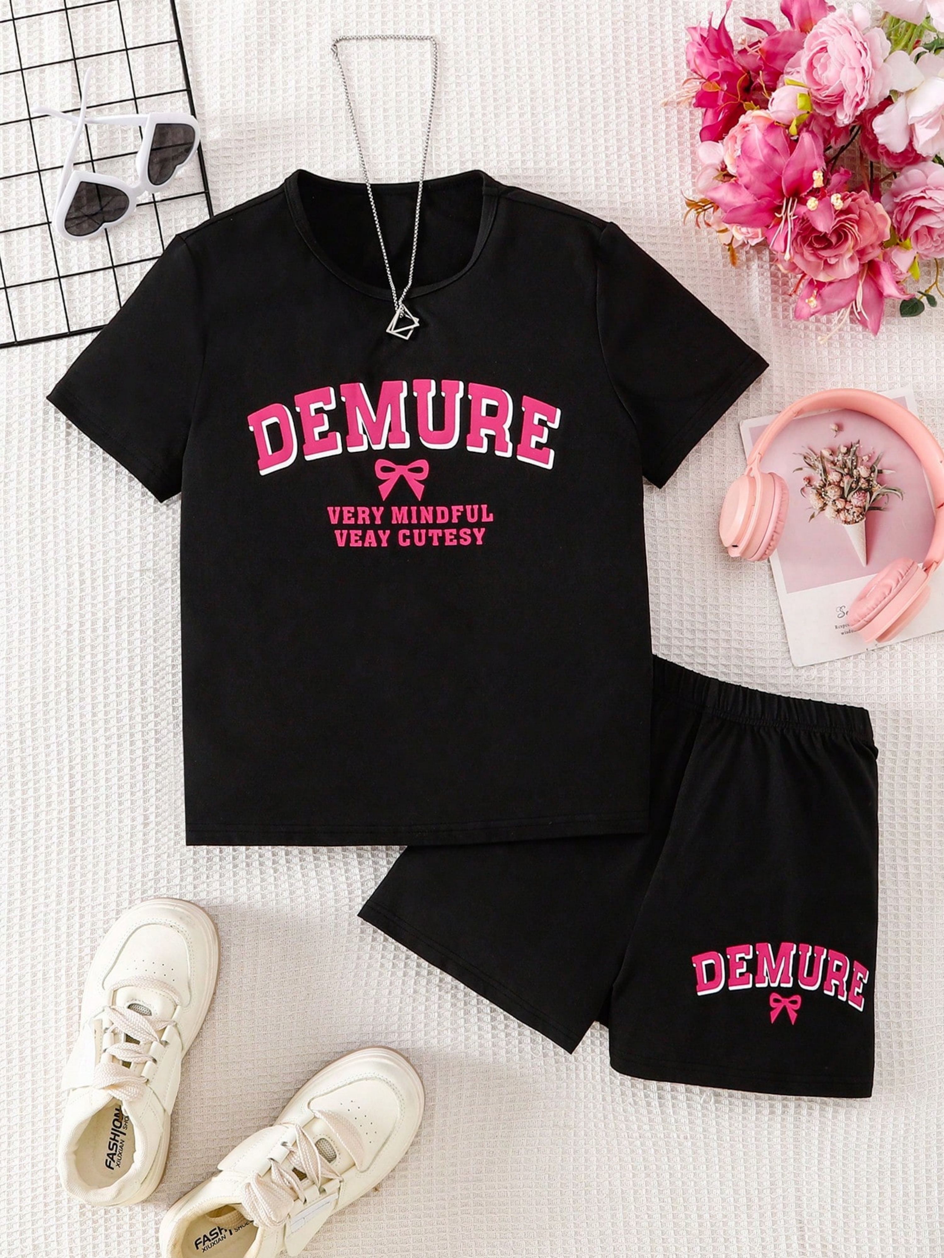 Teen Girls Printed T-Shirt and Shorts Set