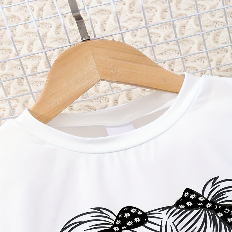 Girls Graphic Print T-Shirt and Wrap Skirt Set