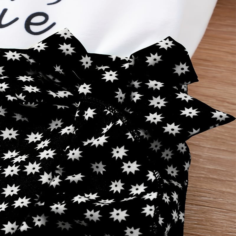 Girls Graphic Print T-Shirt and Wrap Skirt Set