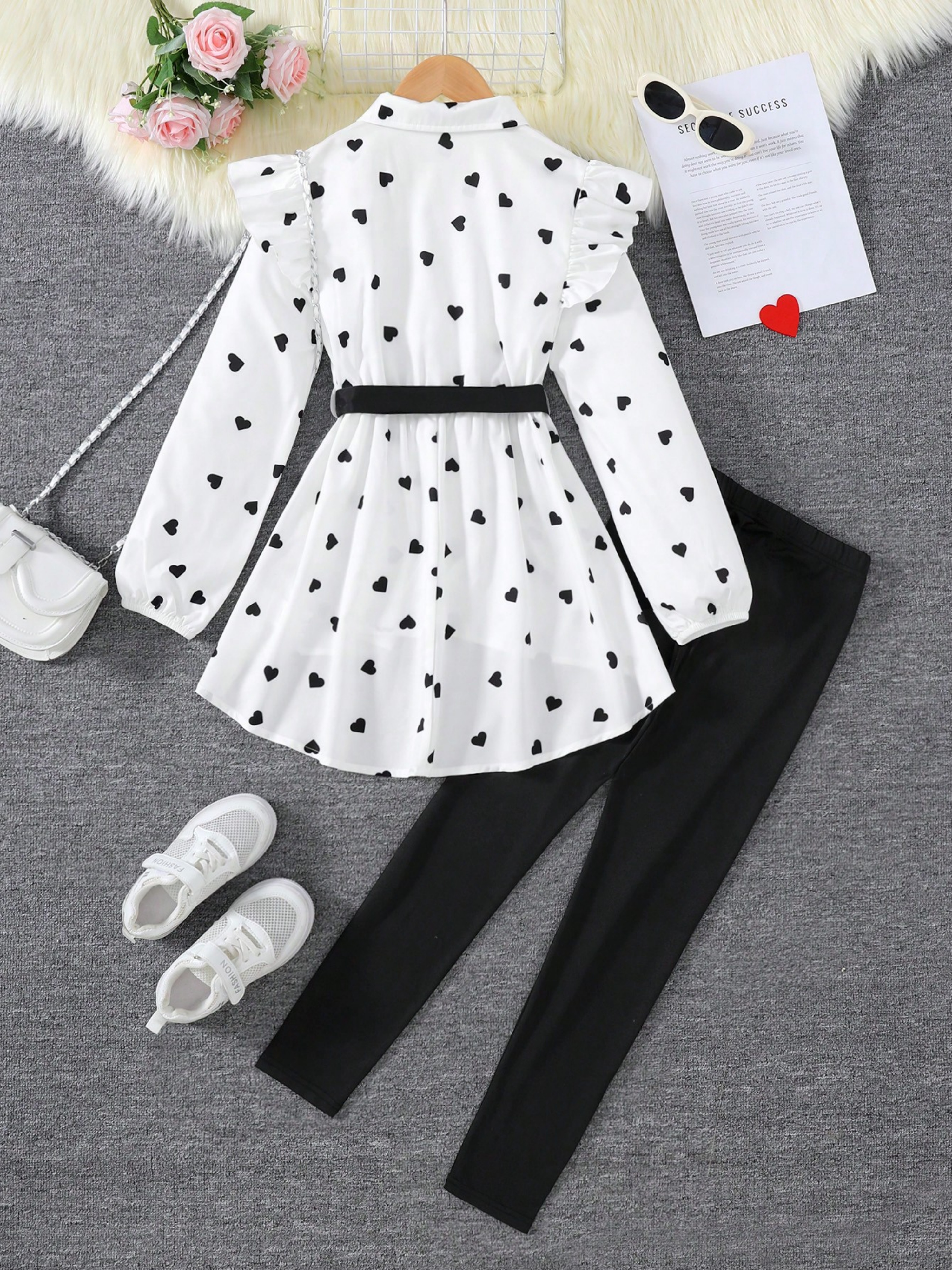Girls Polka-Dot Long Sleeve Shirt and Leggings Set