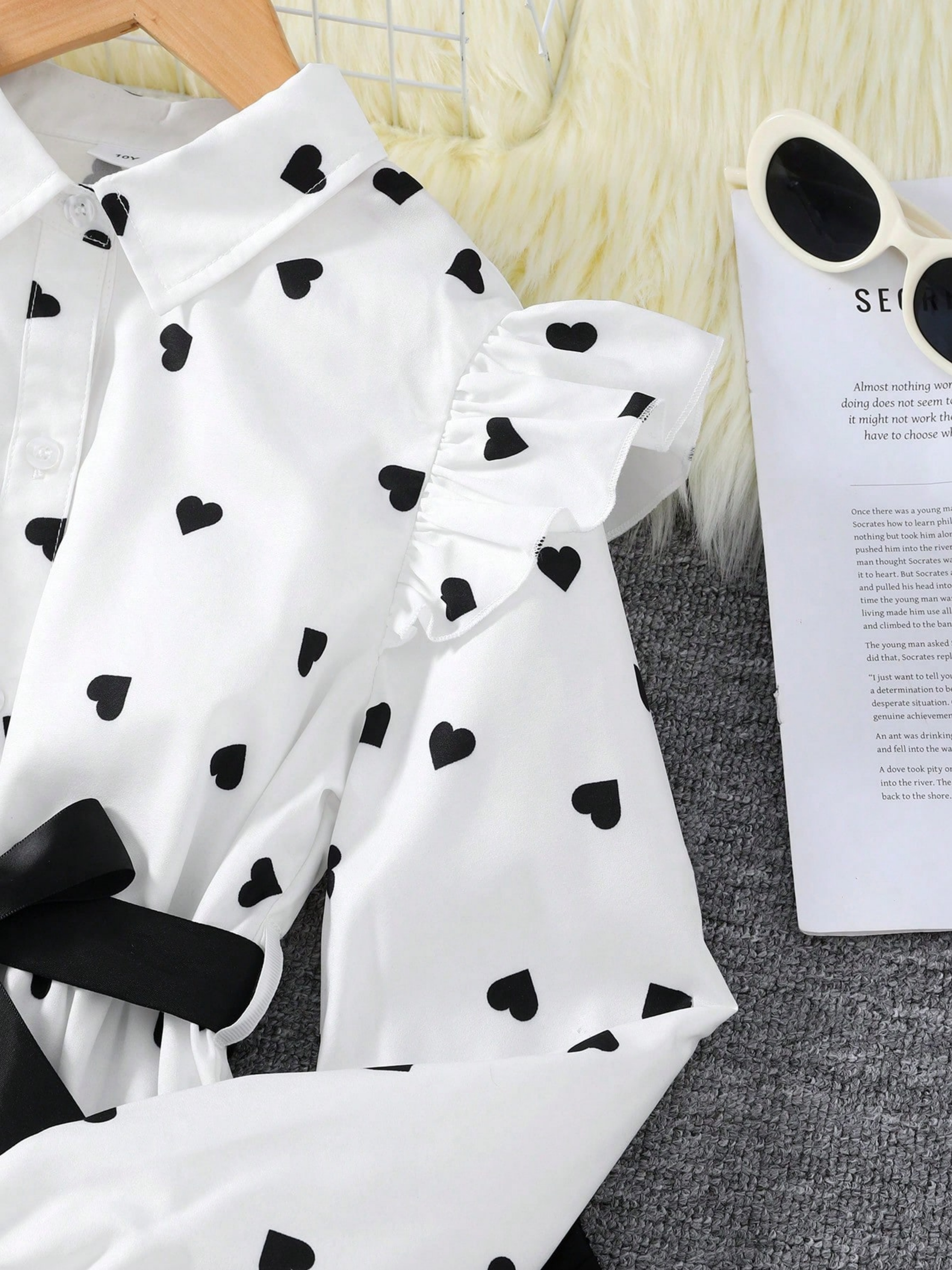 Girls Polka-Dot Long Sleeve Shirt and Leggings Set