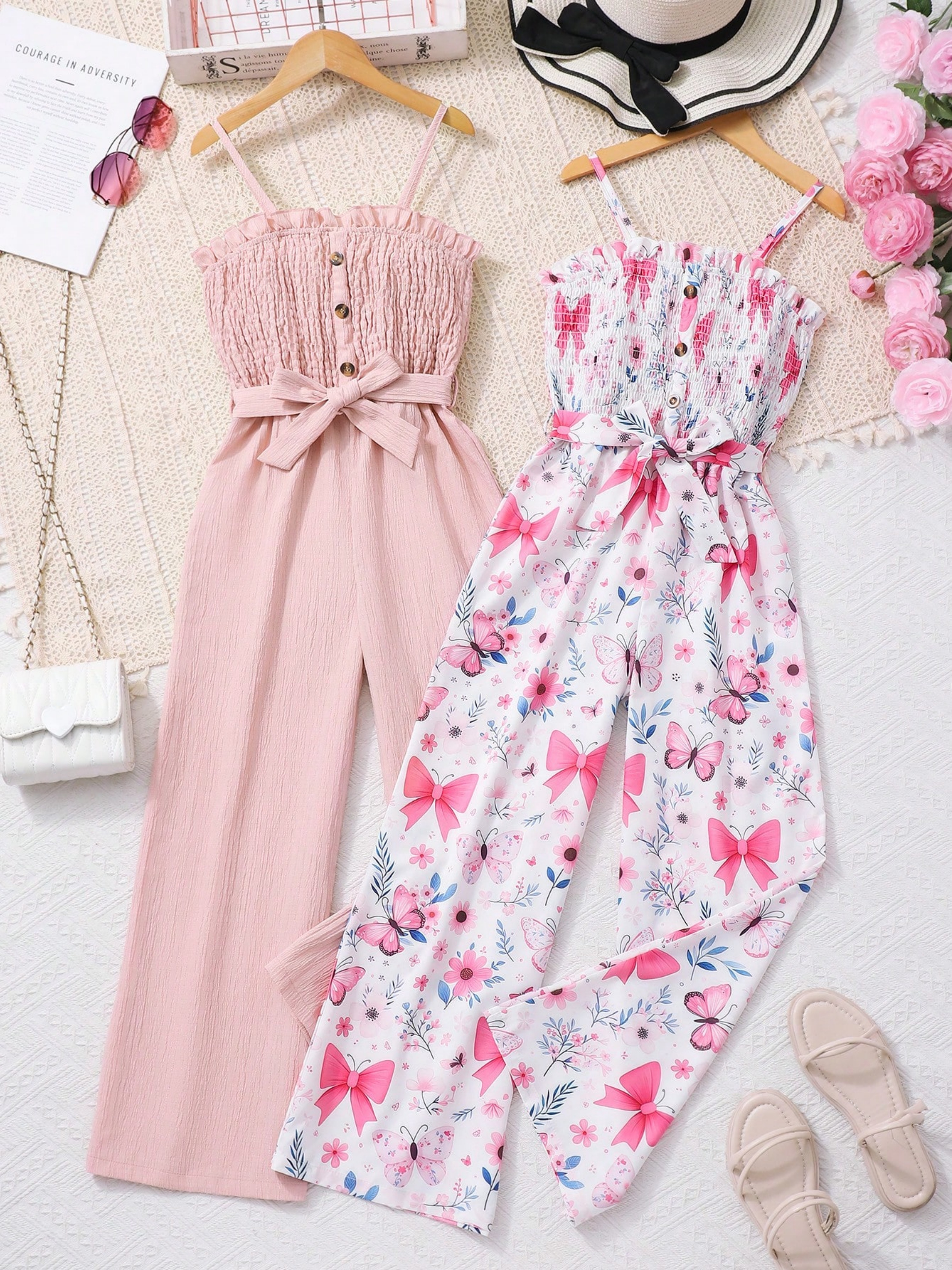 Pack of 2 - Shoulder Strap Wide Leg Jumpsuit