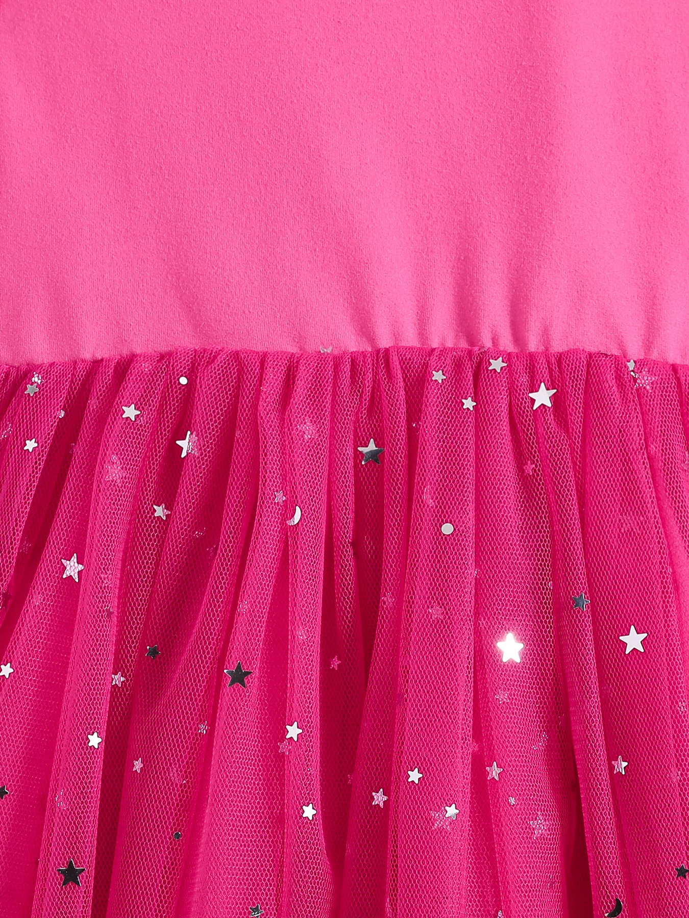 Girls Mesh Tulle Ruffled Sleeve Dress