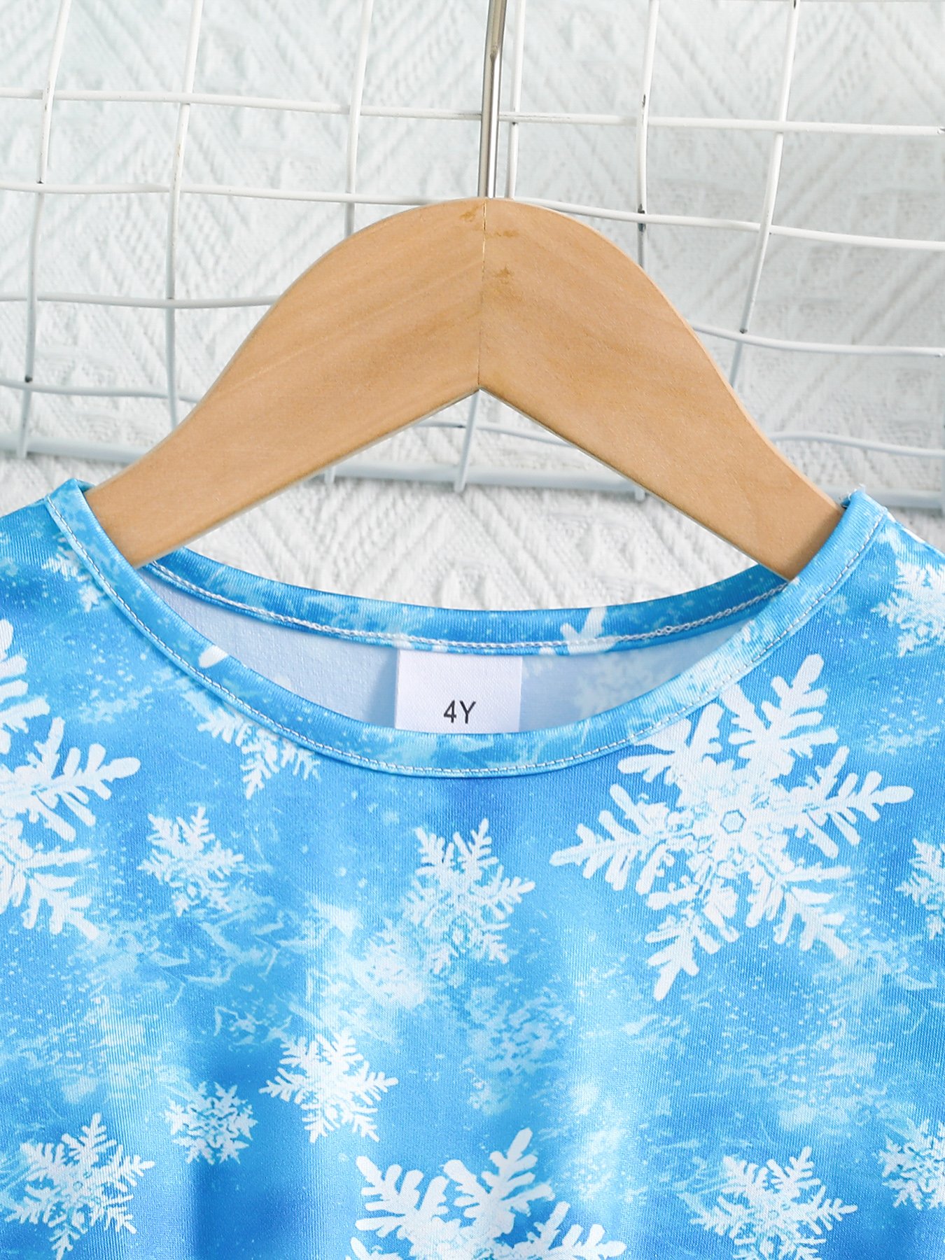 Girls Mesh Tulle Snowflake Print Dress