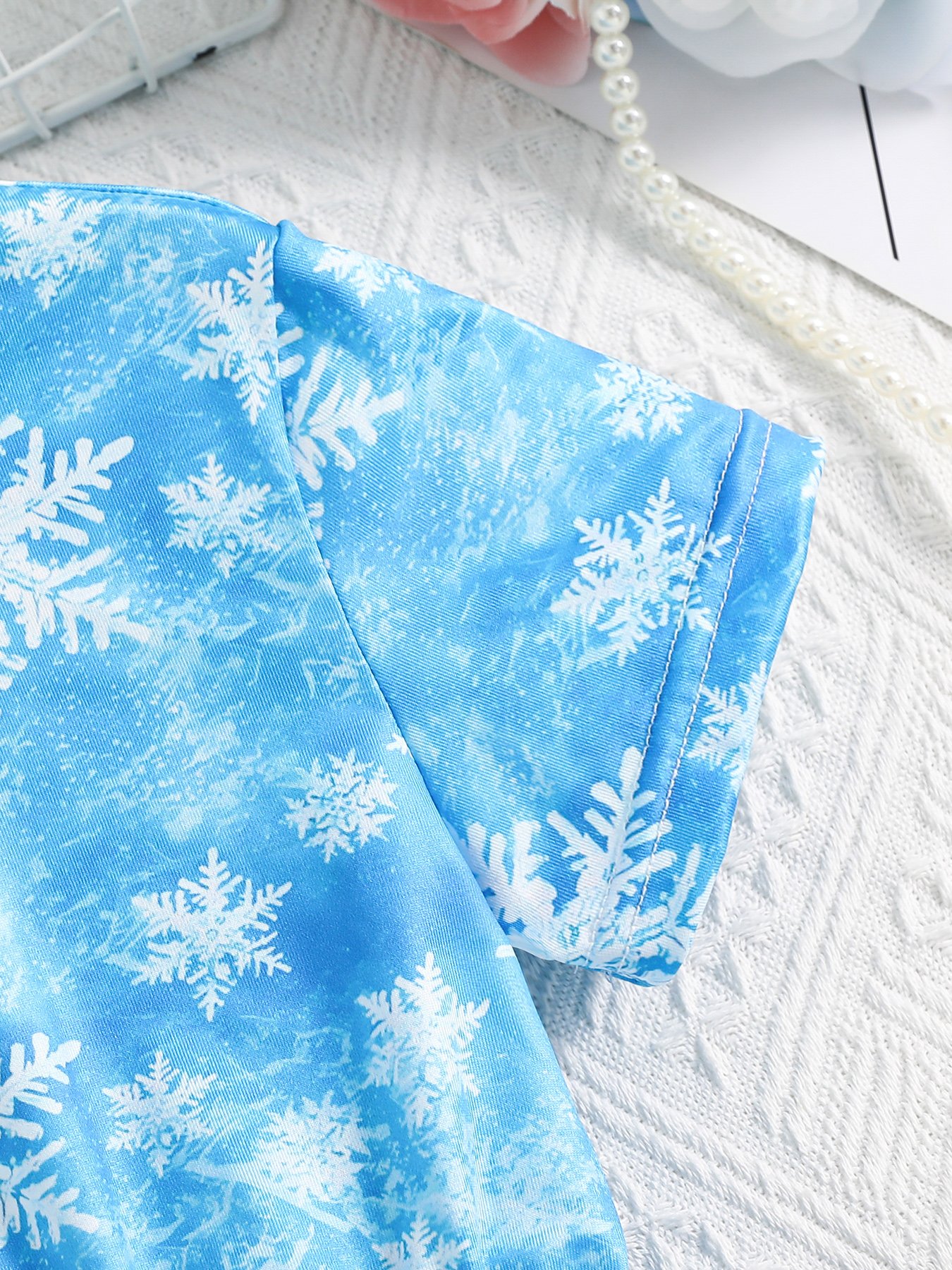 Girls Mesh Tulle Snowflake Print Dress