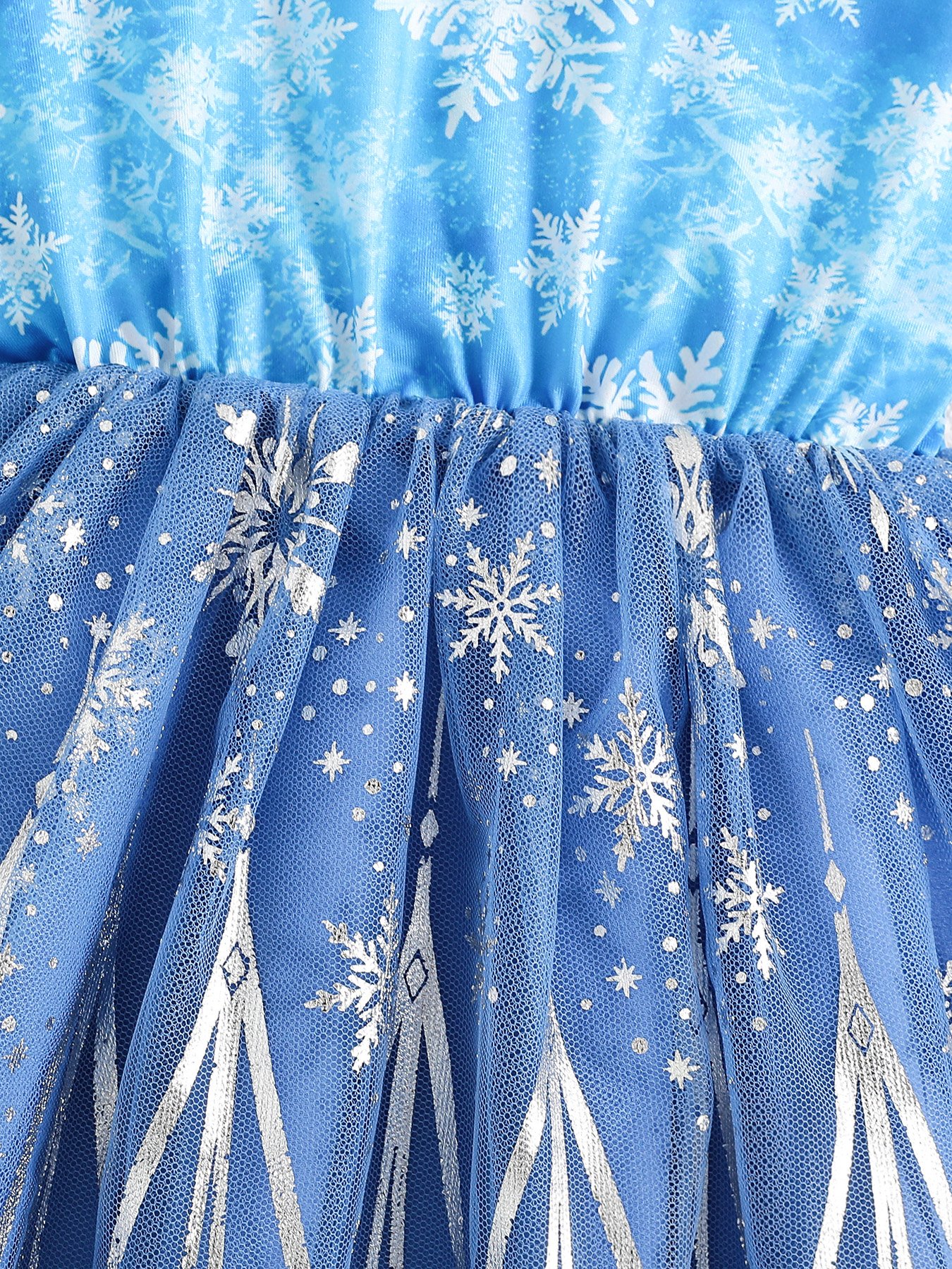 Girls Mesh Tulle Snowflake Print Dress