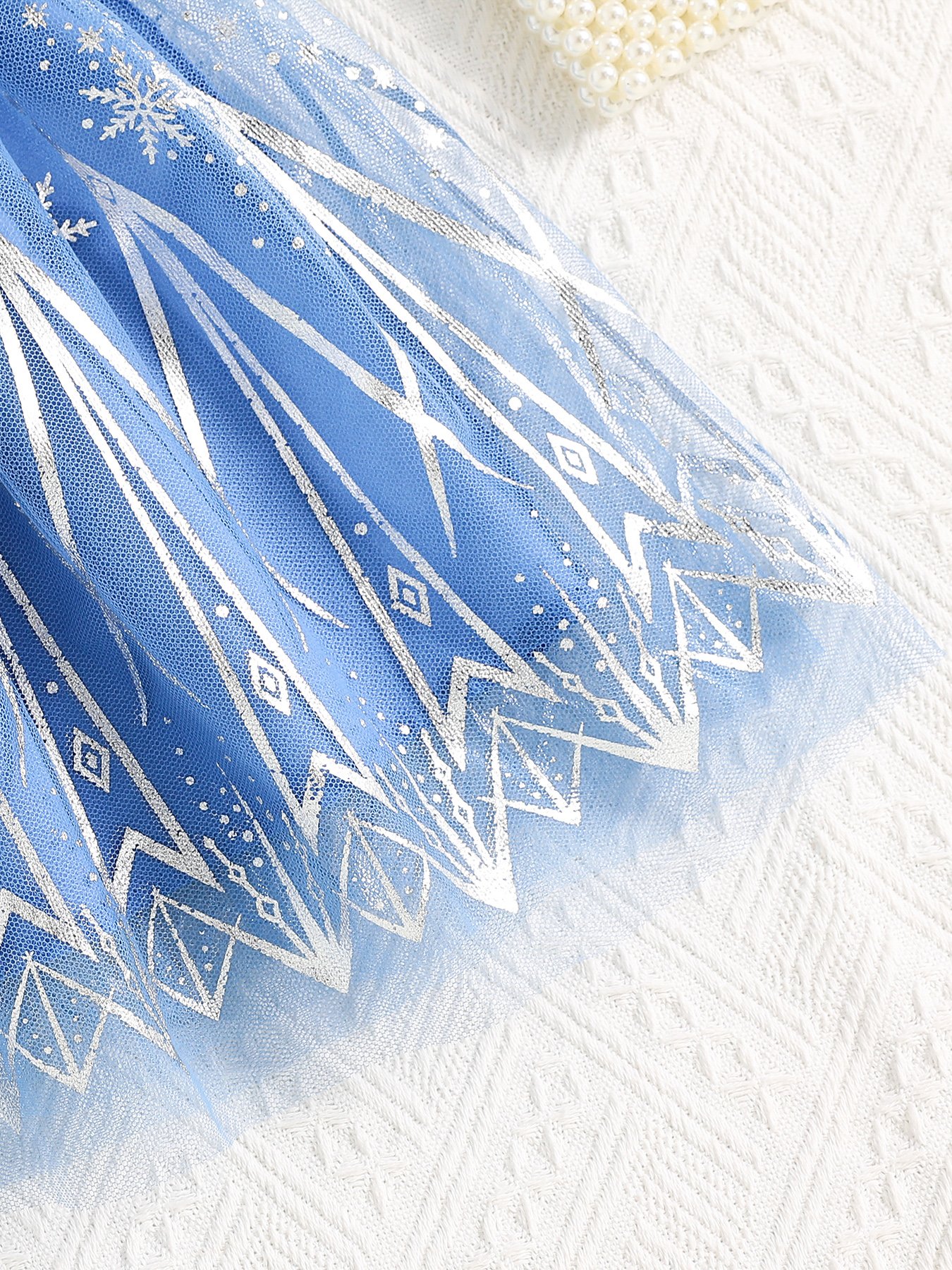 Girls Mesh Tulle Snowflake Print Dress