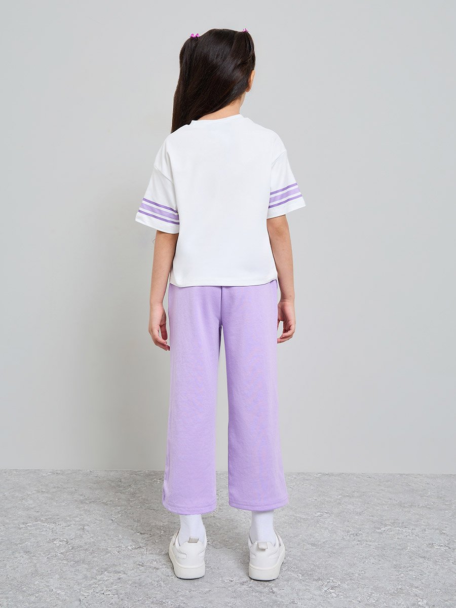 Girls Printed Short Sleeves T-Shirt and Contrast Jogger Set