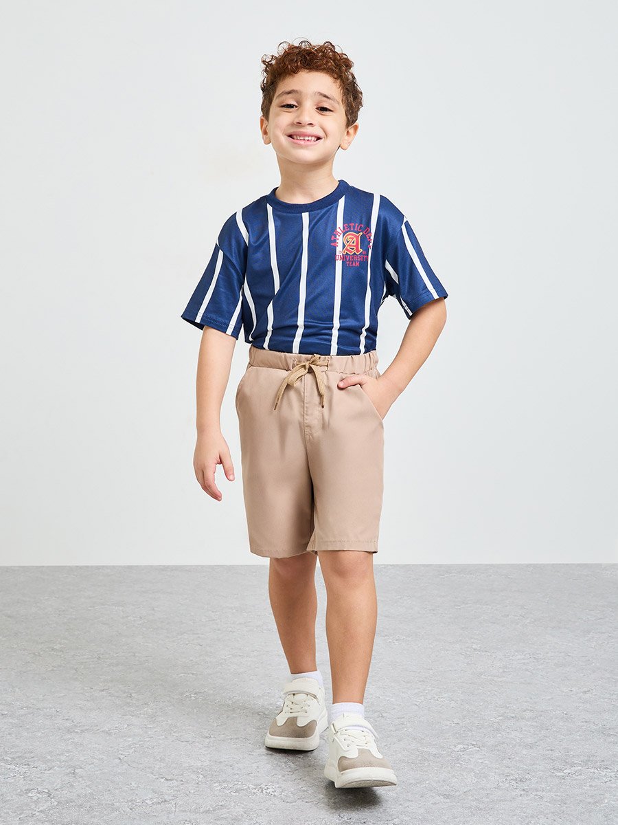 Boys Striped T-Shirt and Solid Shorts Set