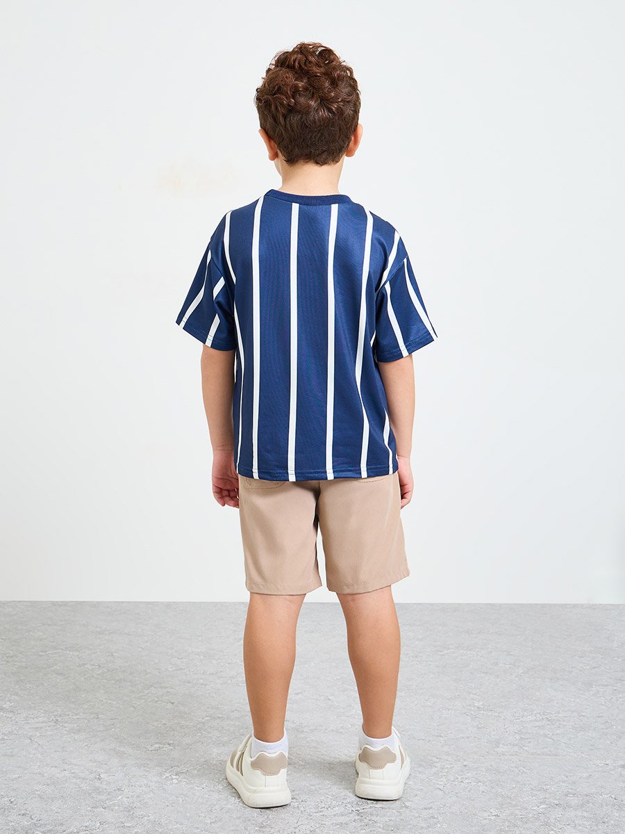 Boys Striped T-Shirt and Solid Shorts Set