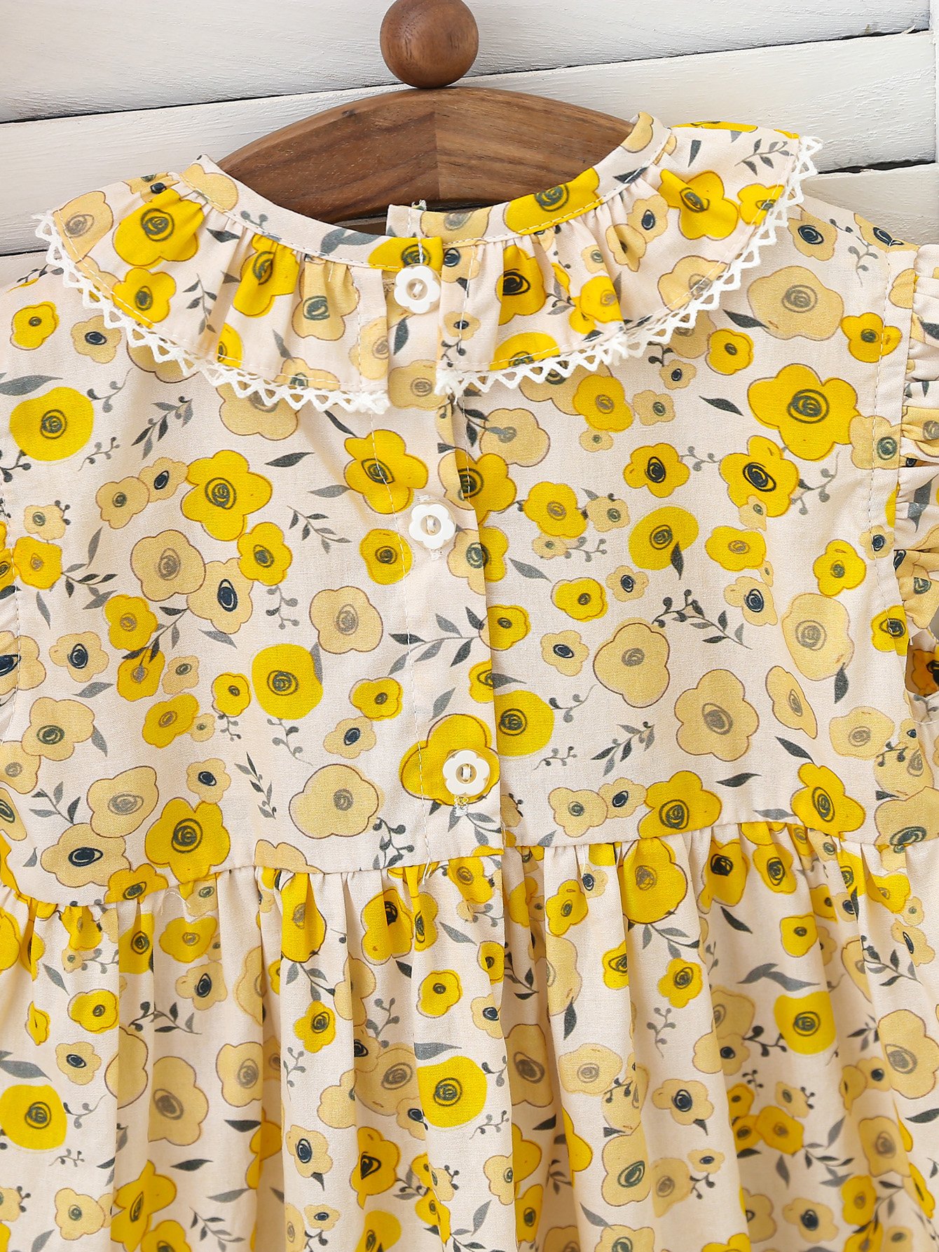 Girls Floral Print Smocked A-Line Dress