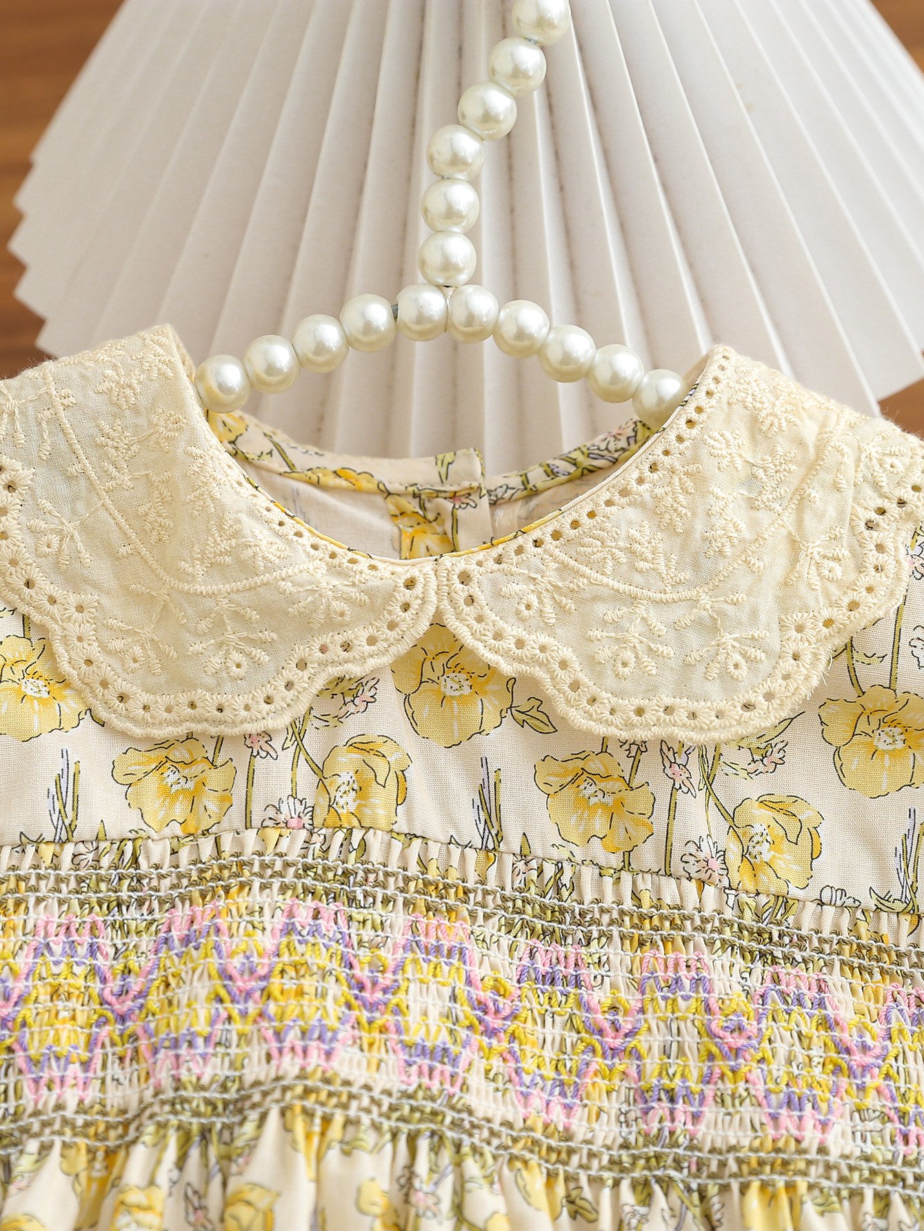 Girls Floral Print Smocked A-Line Dress