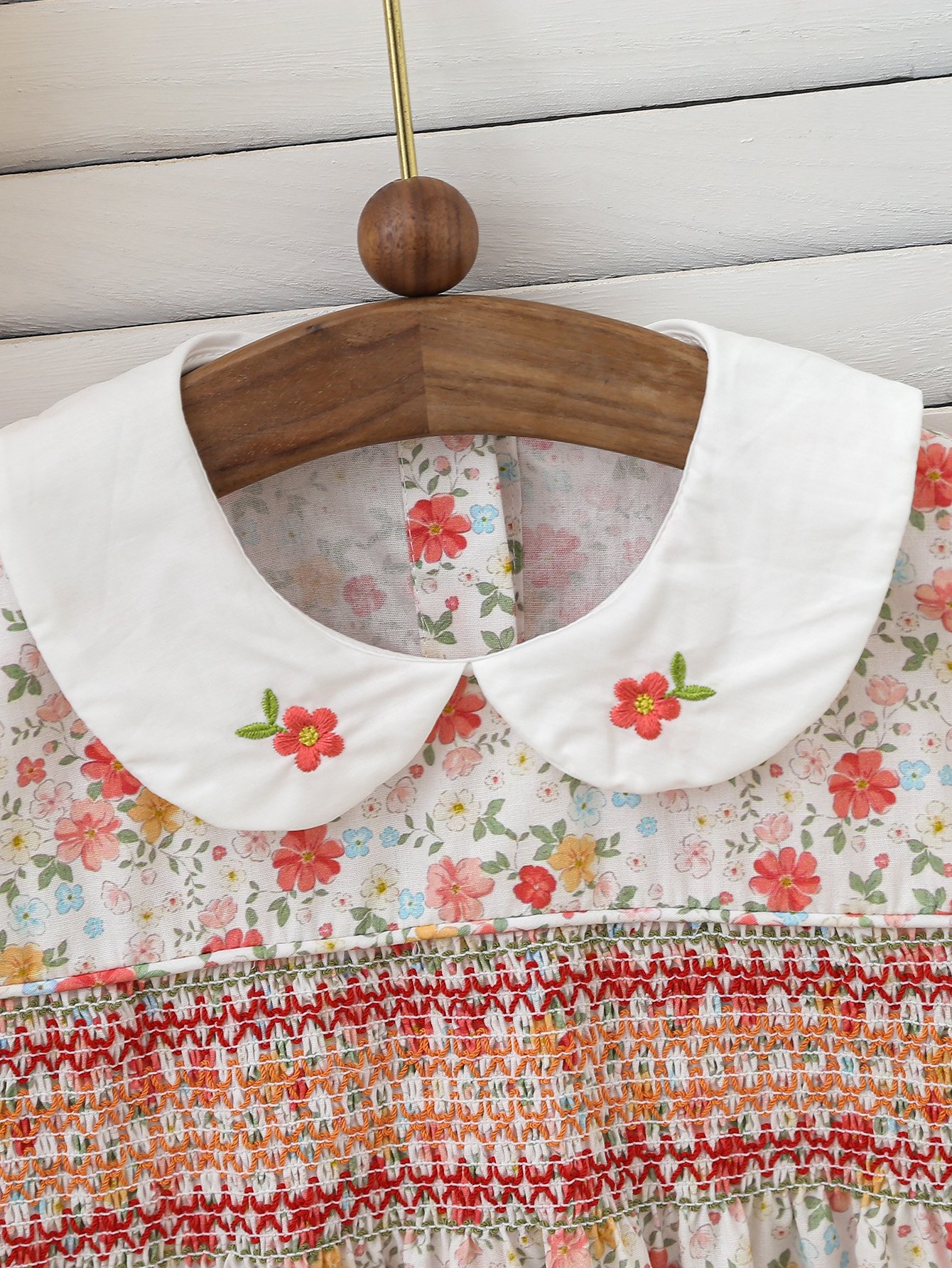 Girls Floral Print Smocked A-Line Dress