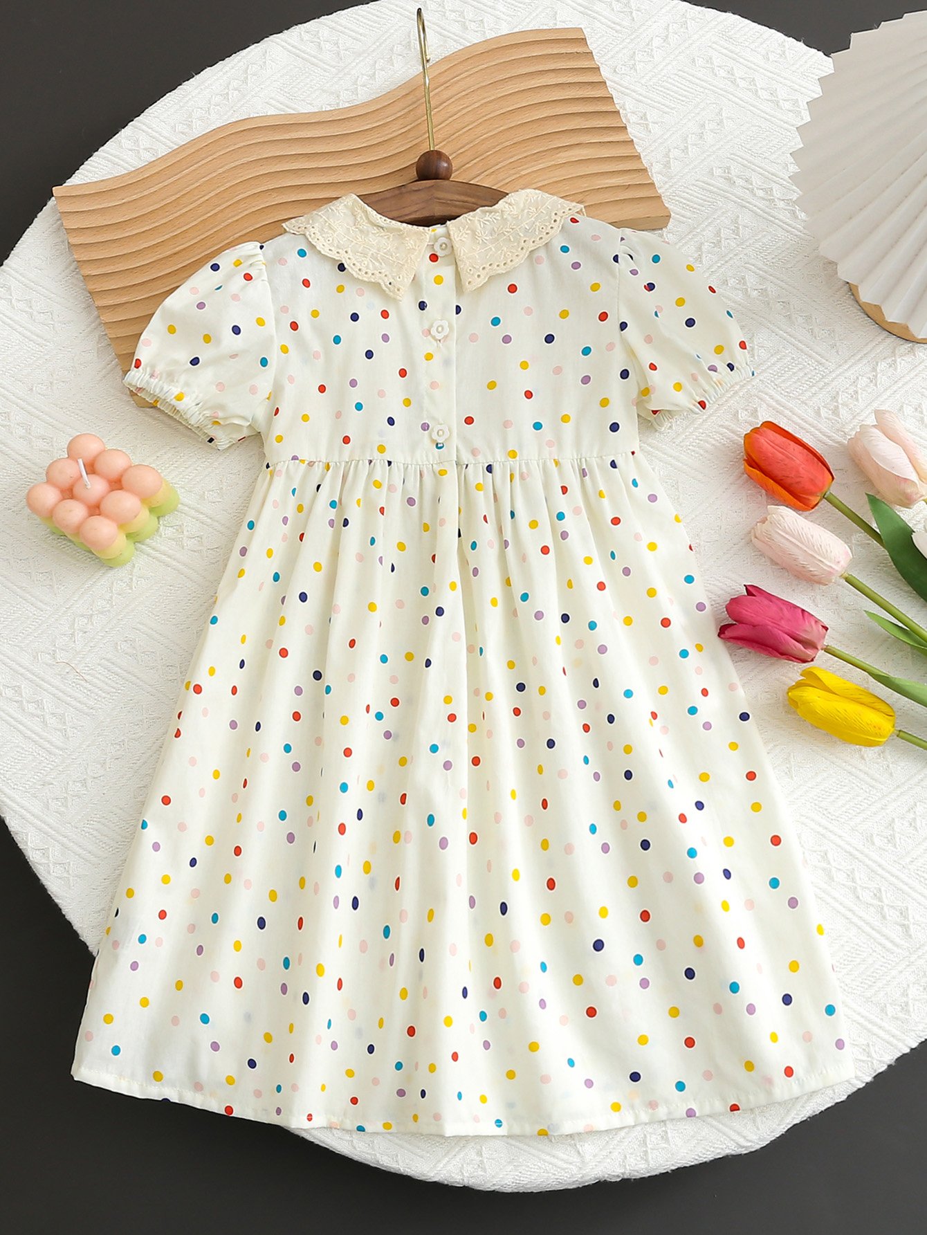 Girls Floral Embroidered Smocked A-Line Dress