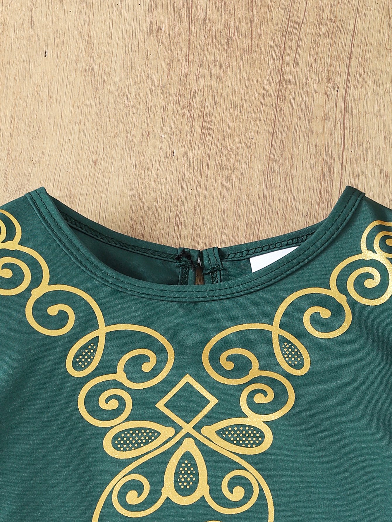 Girls Printed Yoke 3/4 Sleeves Dress