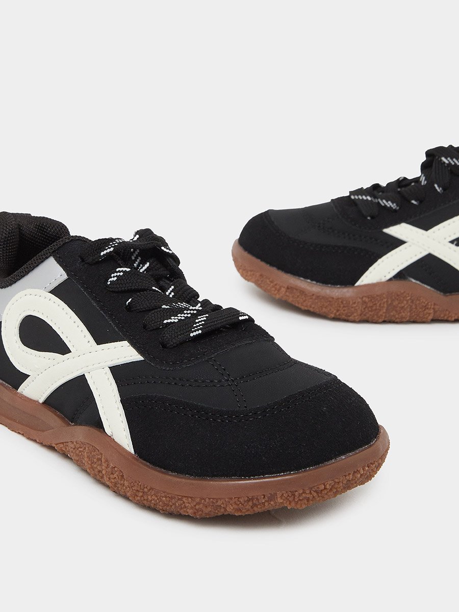 Boys Textured Lace-Up Sneakers