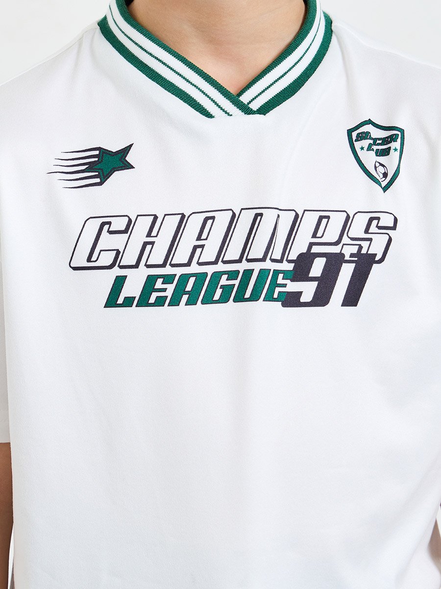 Boys V Neck Sports Jersey T-Shirt and Shorts Set