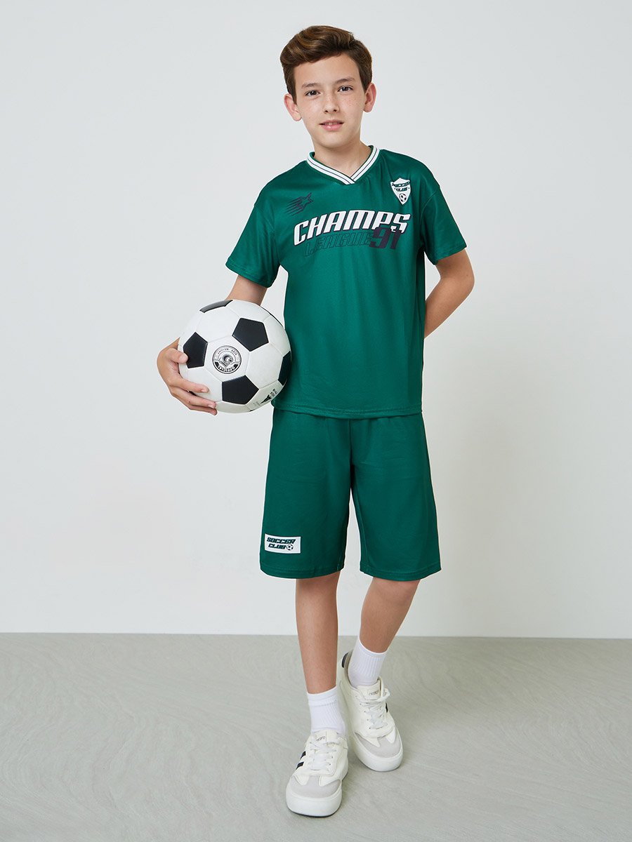 Teens V Neck Sports Jersey T-Shirt and Shorts Set