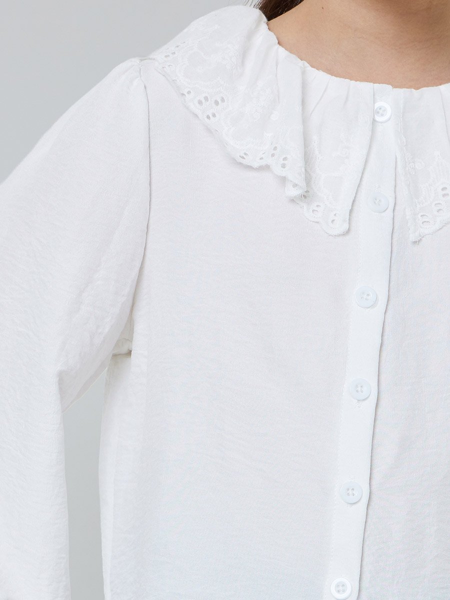 Teen Girl Embroidered Peter Pan Collar Shirt