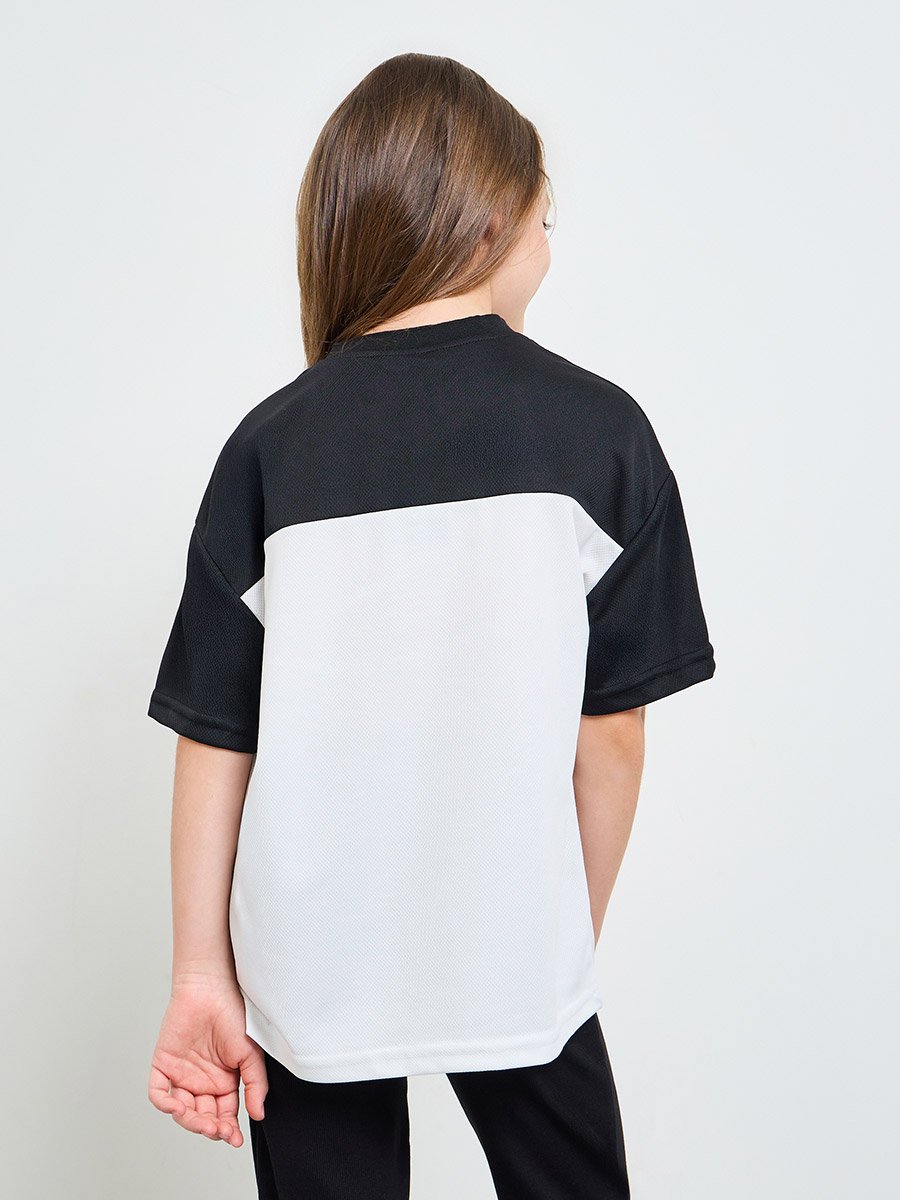 Teen Girls White Printed V-Neck T-Shirt