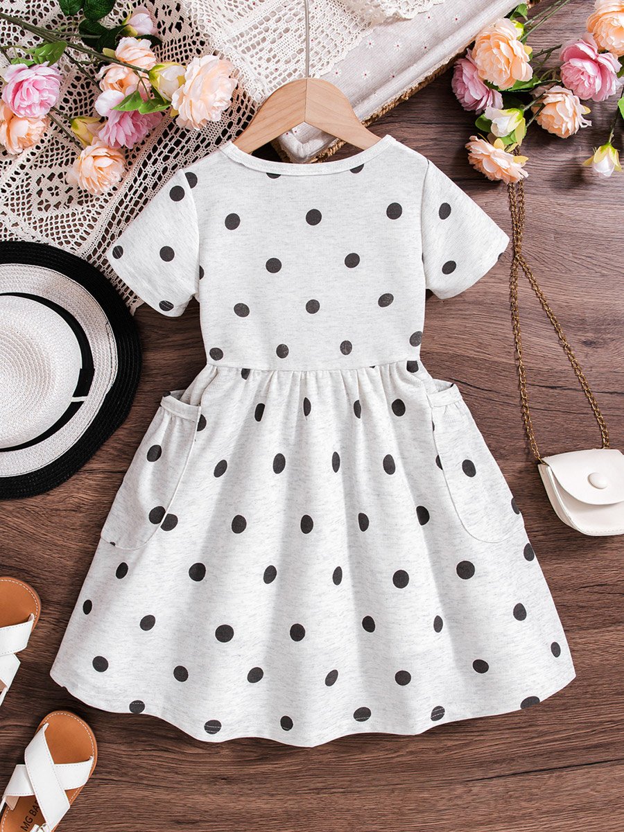 Girls Polka Dot Print Casual Dress
