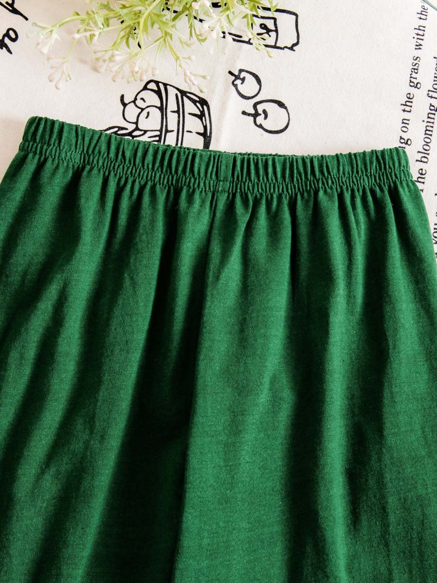Girls Dark Green Lace Details Top And Pants Pyjama Set