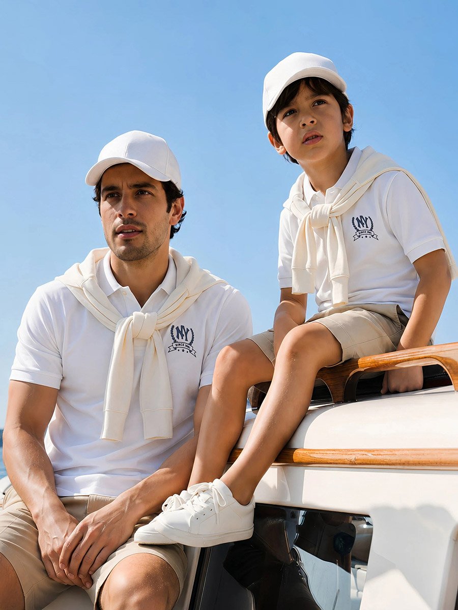 Boys Off White Regular Fit Cotton Polo T-Shirt