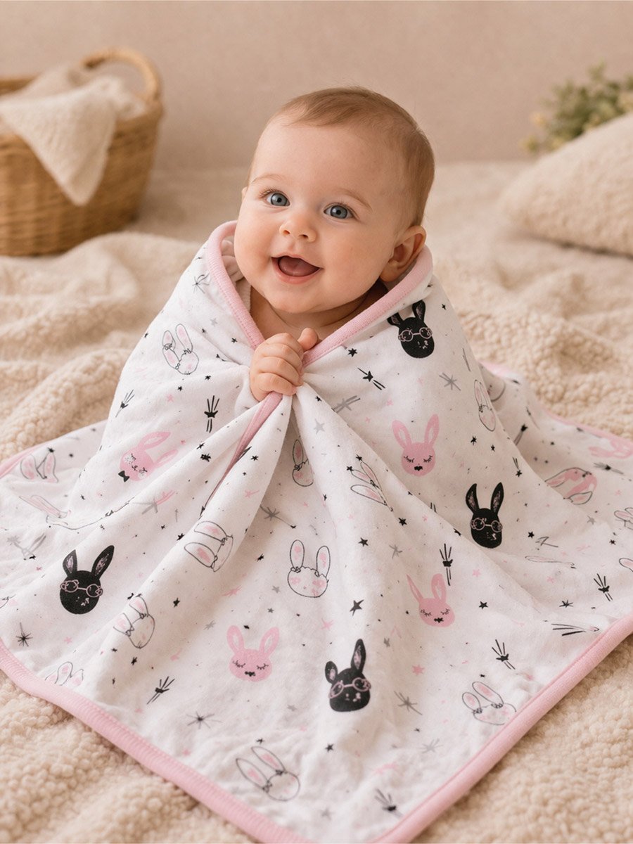 Baby Double-Sided Cotton Summer Blanket – 80 × 80 cm