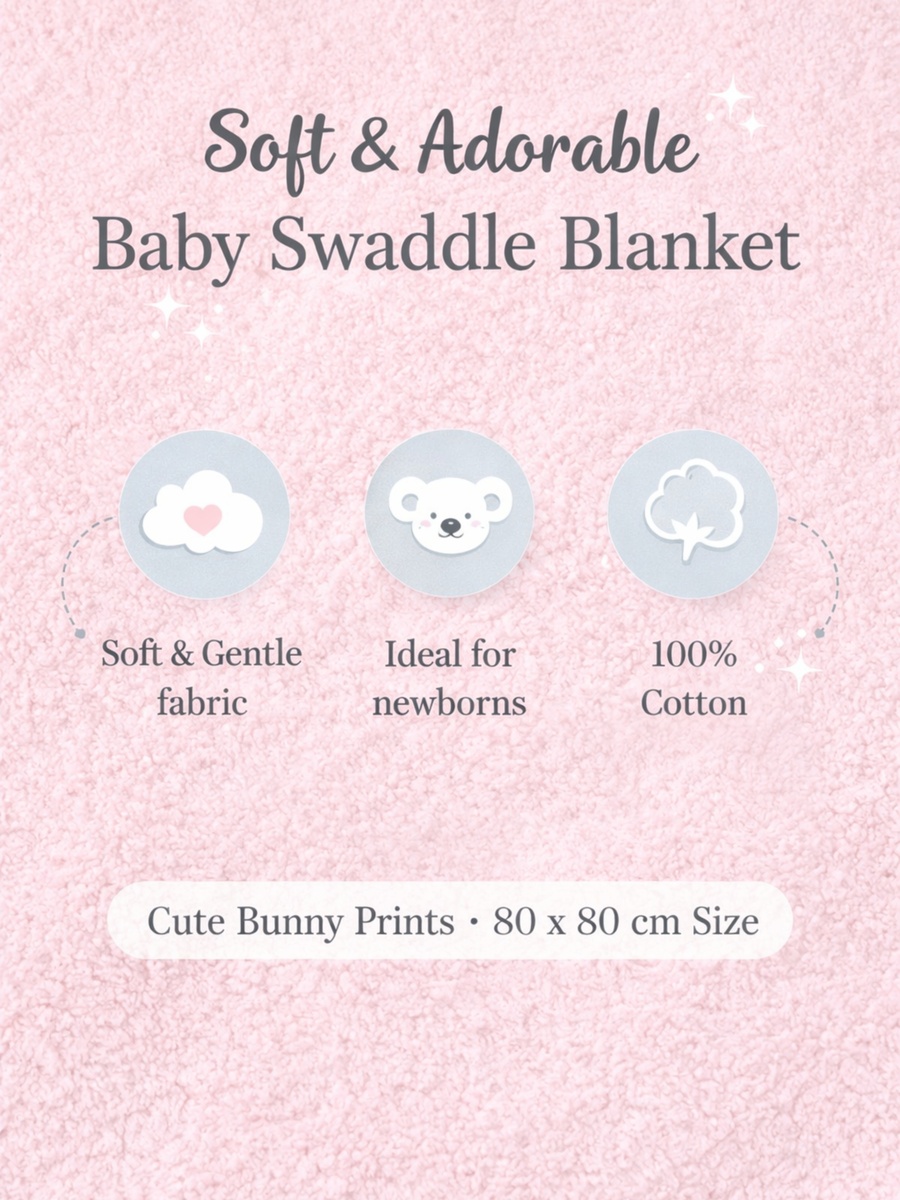 Baby Double-Sided Cotton Summer Blanket – 80 × 80 cm