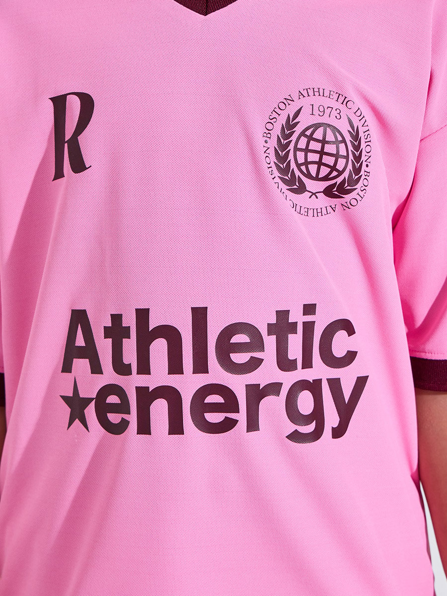 Teen Girls Pink V Neck Oversized Sports Jersey T-Shirt 