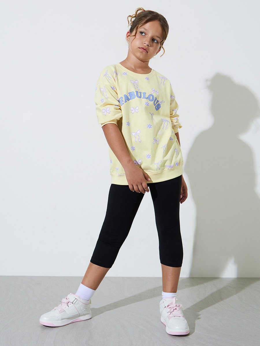 Teen Girls Oversized All Over Print Sweatshirt