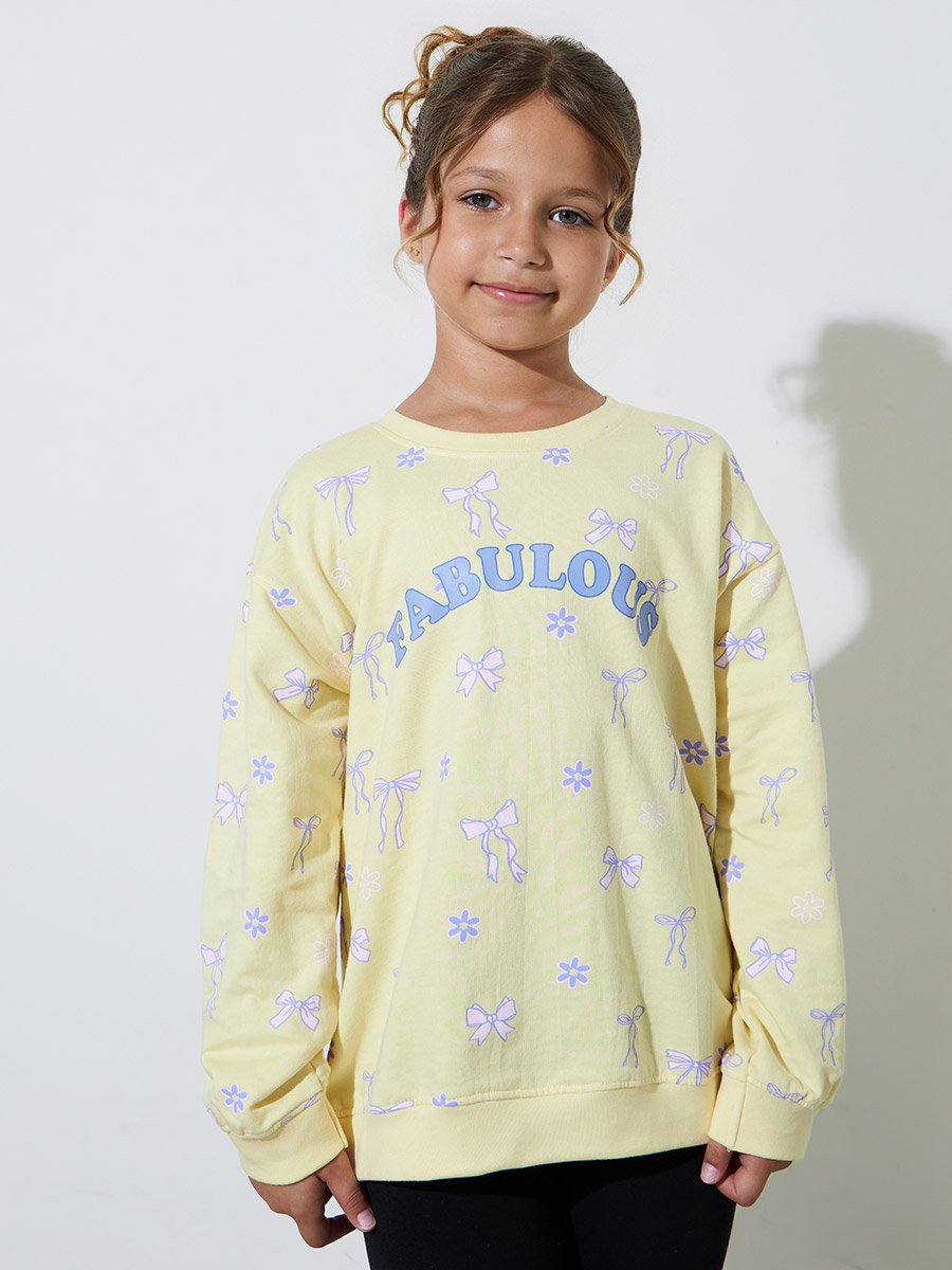 Teen Girls Oversized All Over Print Sweatshirt