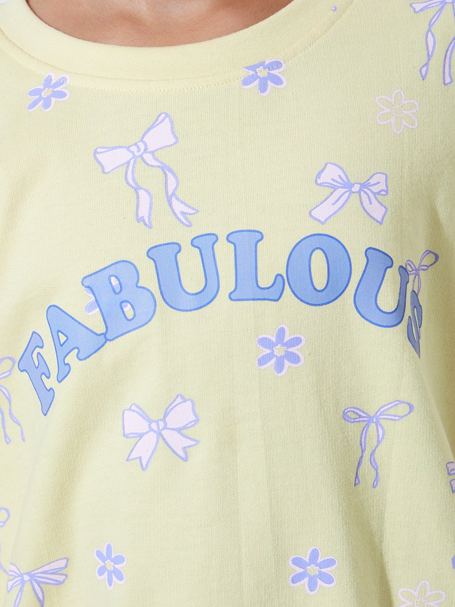 Teen Girls Oversized All Over Print Sweatshirt