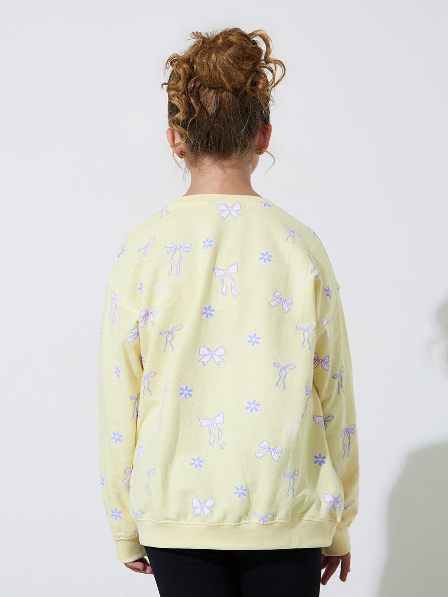 Teen Girls Oversized All Over Print Sweatshirt